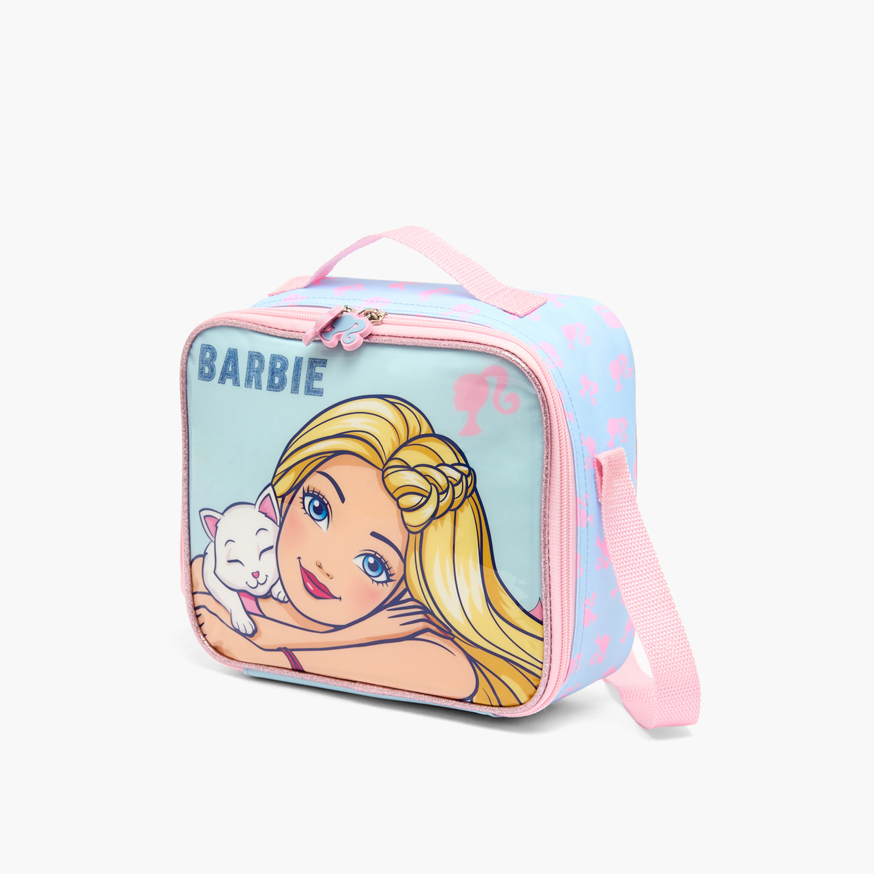 طقم شنطة ترولي مدرسية 5 قطع بطبعات باربي للبنات من 5 إلى 8 سنوات وشنطة غداء - 16 بوصة-school-bagsandbackpacks-trolleybags-image-17