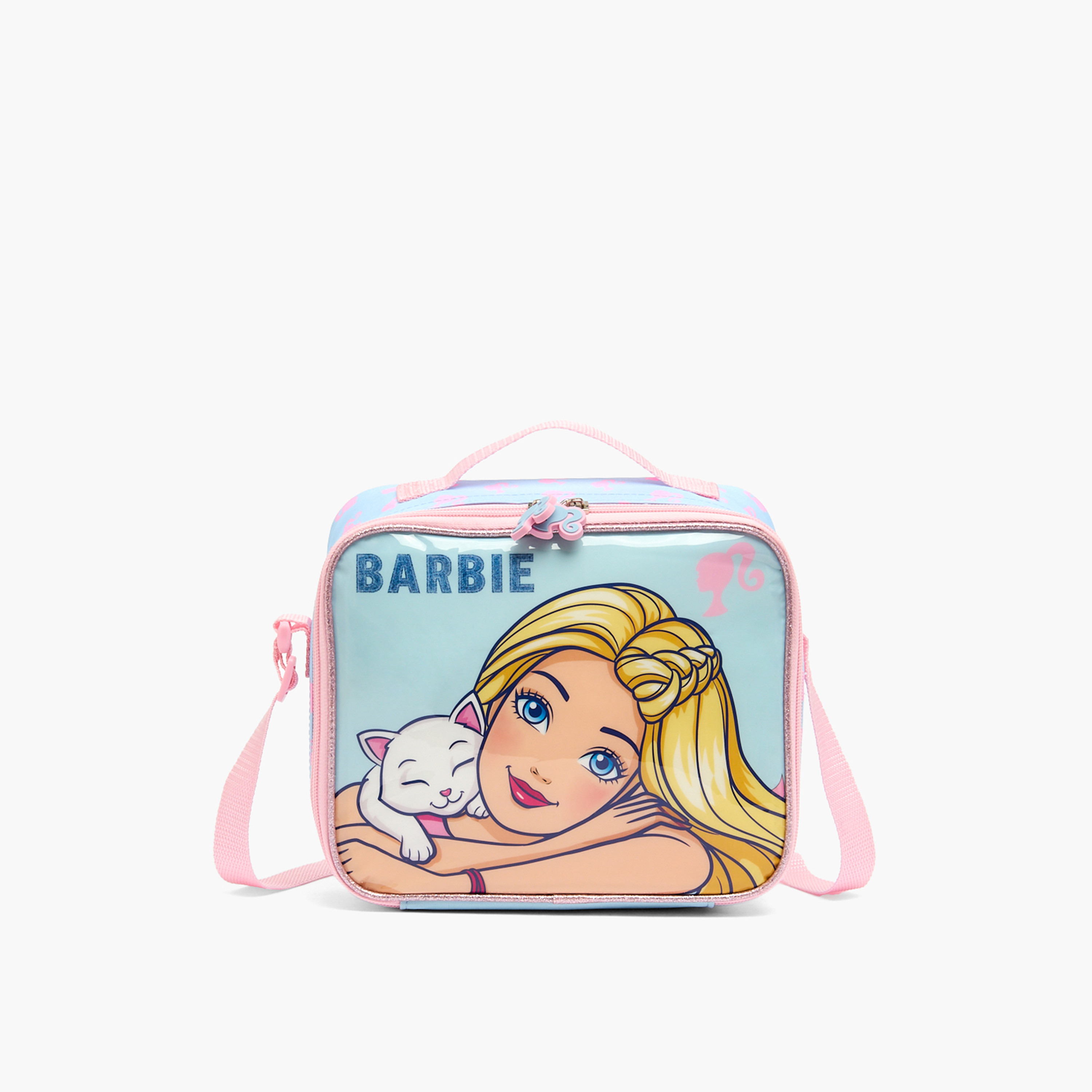طقم شنطة ترولي مدرسية 5 قطع بطبعات باربي للبنات من 5 إلى 8 سنوات وشنطة غداء - 16 بوصة-school-bagsandbackpacks-trolleybags-image-18