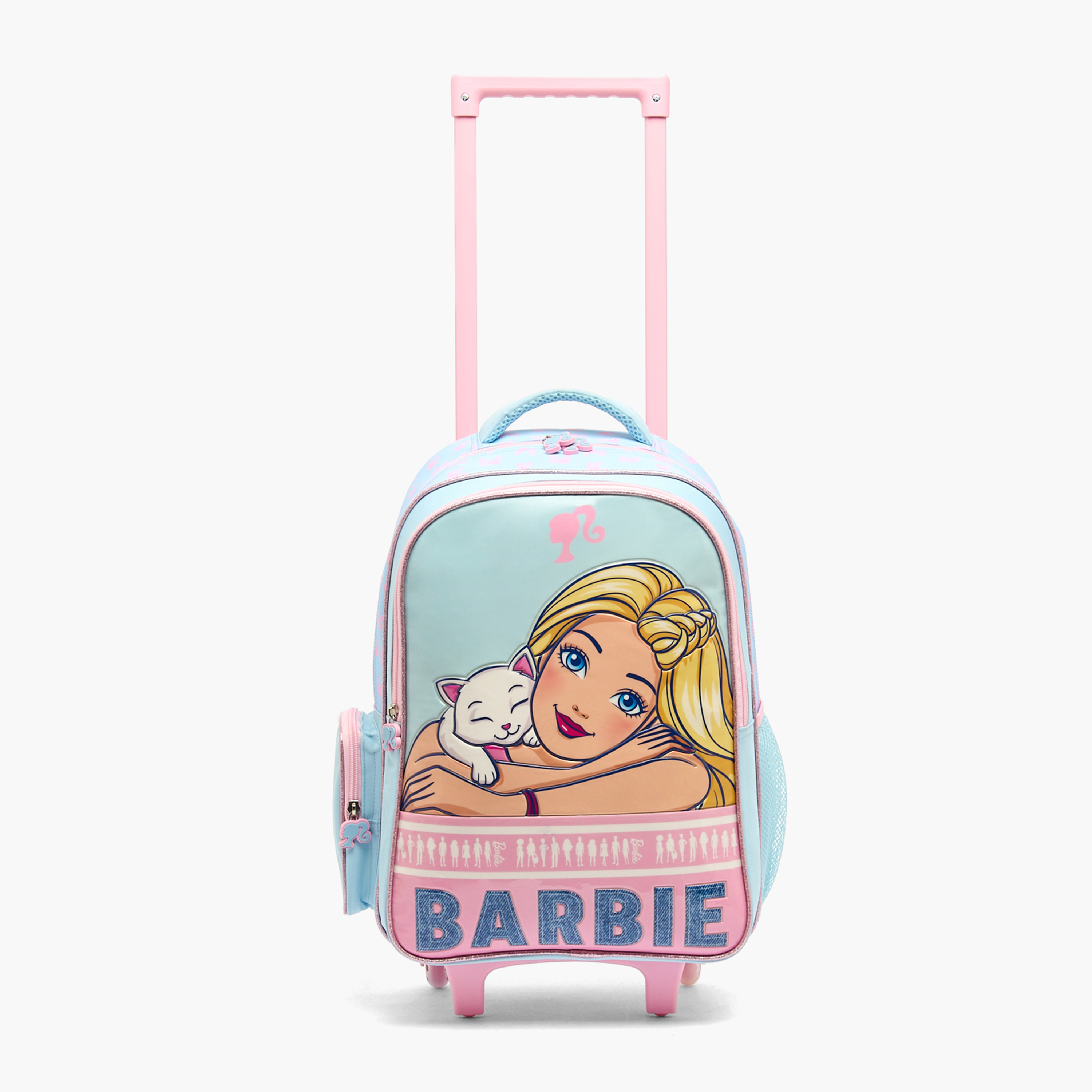 طقم شنطة ترولي مدرسية 5 قطع بطبعات باربي للبنات من 5 إلى 8 سنوات وشنطة غداء - 16 بوصة-school-bagsandbackpacks-trolleybags-image-7