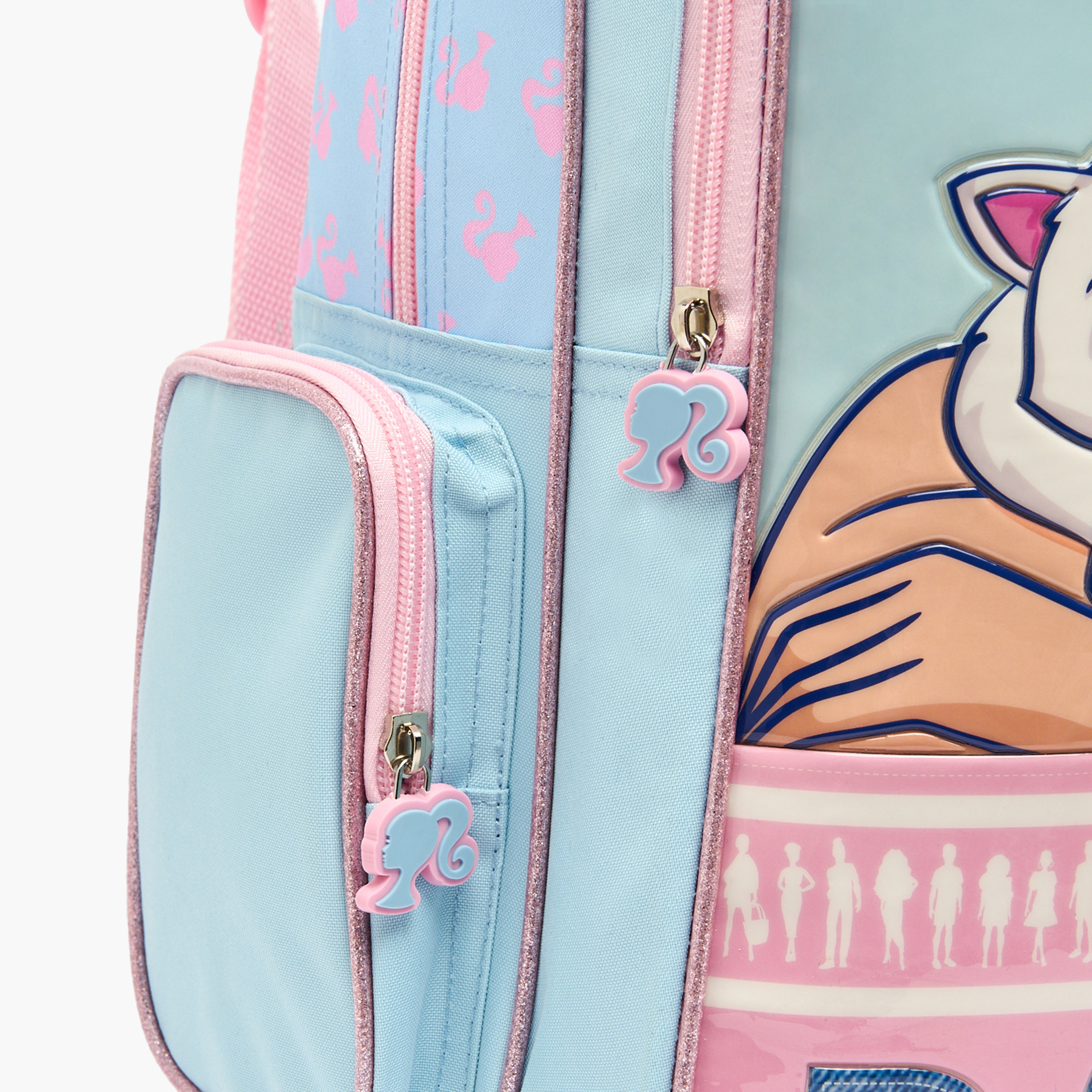 طقم شنطة ترولي مدرسية 5 قطع بطبعات باربي للبنات من 5 إلى 8 سنوات وشنطة غداء - 16 بوصة-school-bagsandbackpacks-trolleybags-image-8