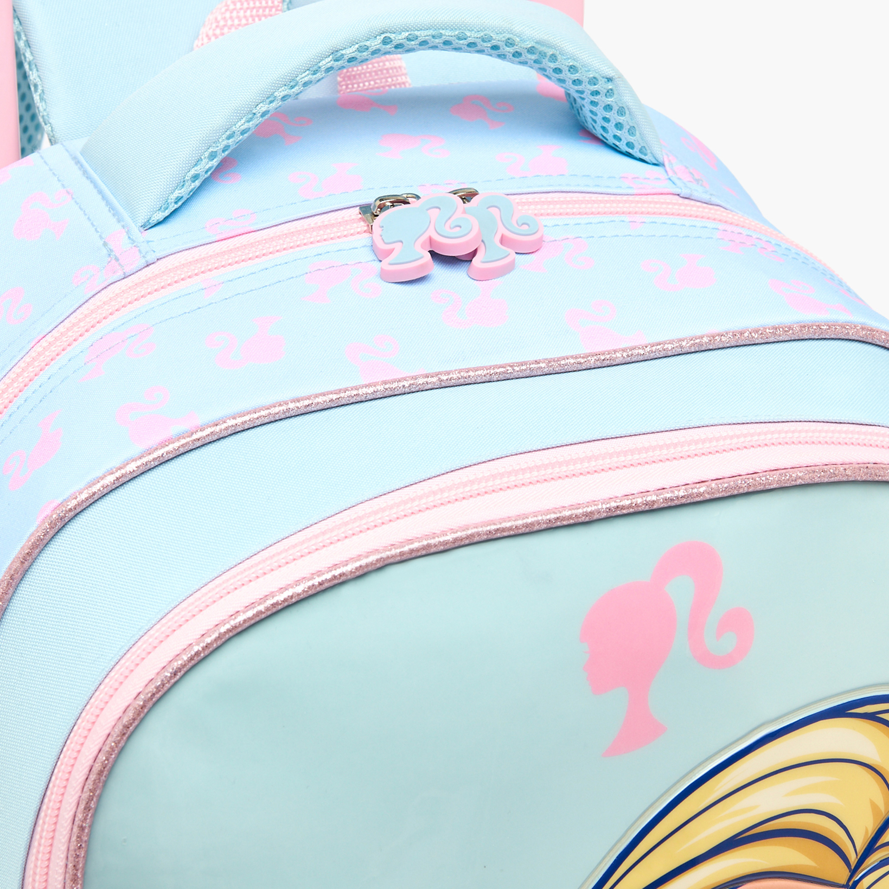 طقم شنطة ترولي مدرسية 5 قطع بطبعات باربي للبنات من 5 إلى 8 سنوات وشنطة غداء - 16 بوصة-school-bagsandbackpacks-trolleybags-image-9