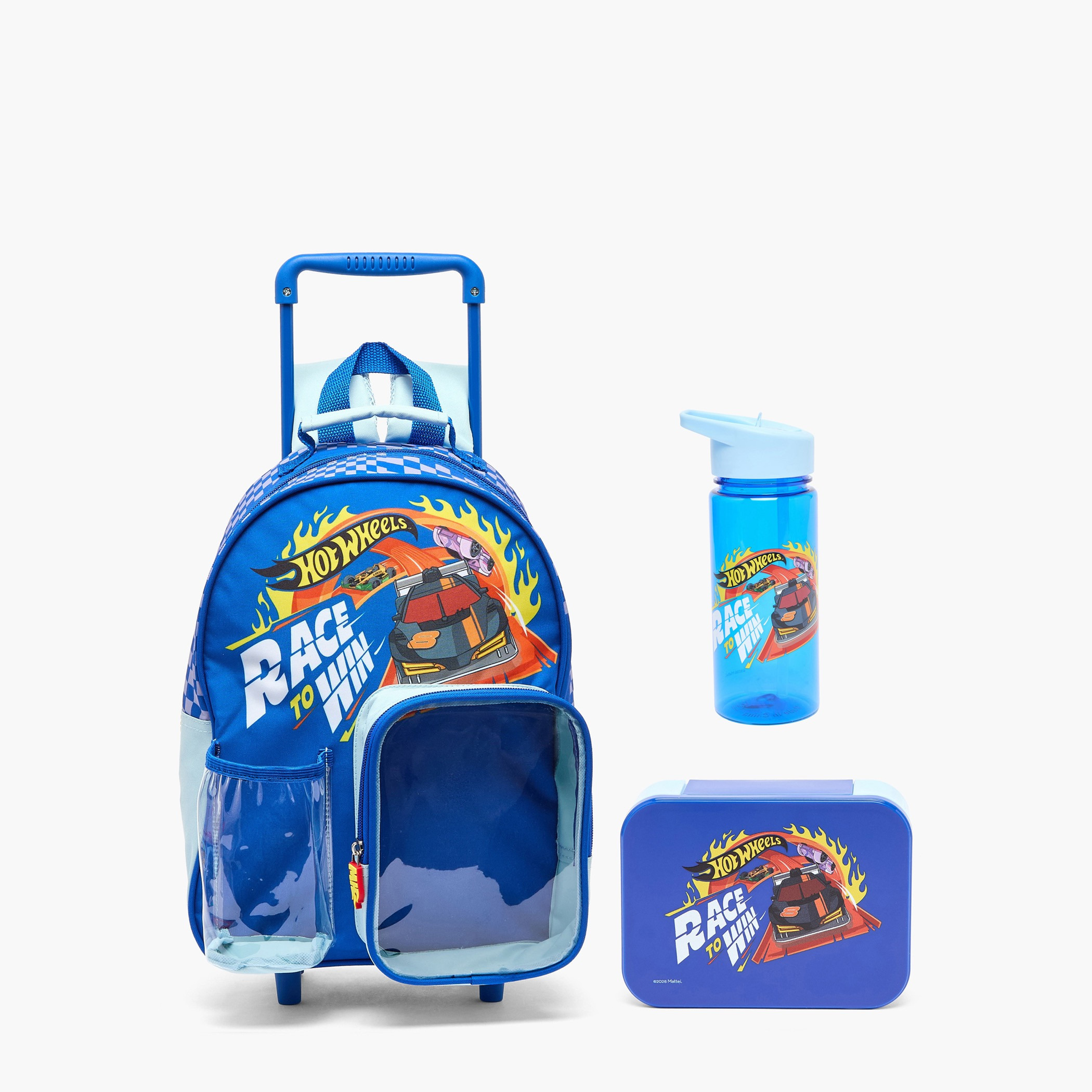 Hot Wheels Print 3-Piece School Trolley Bag Set for Boys 3-5 Years with Lunch Box - 14 inches-school-bagsandbackpacks-trolleybags-image-2