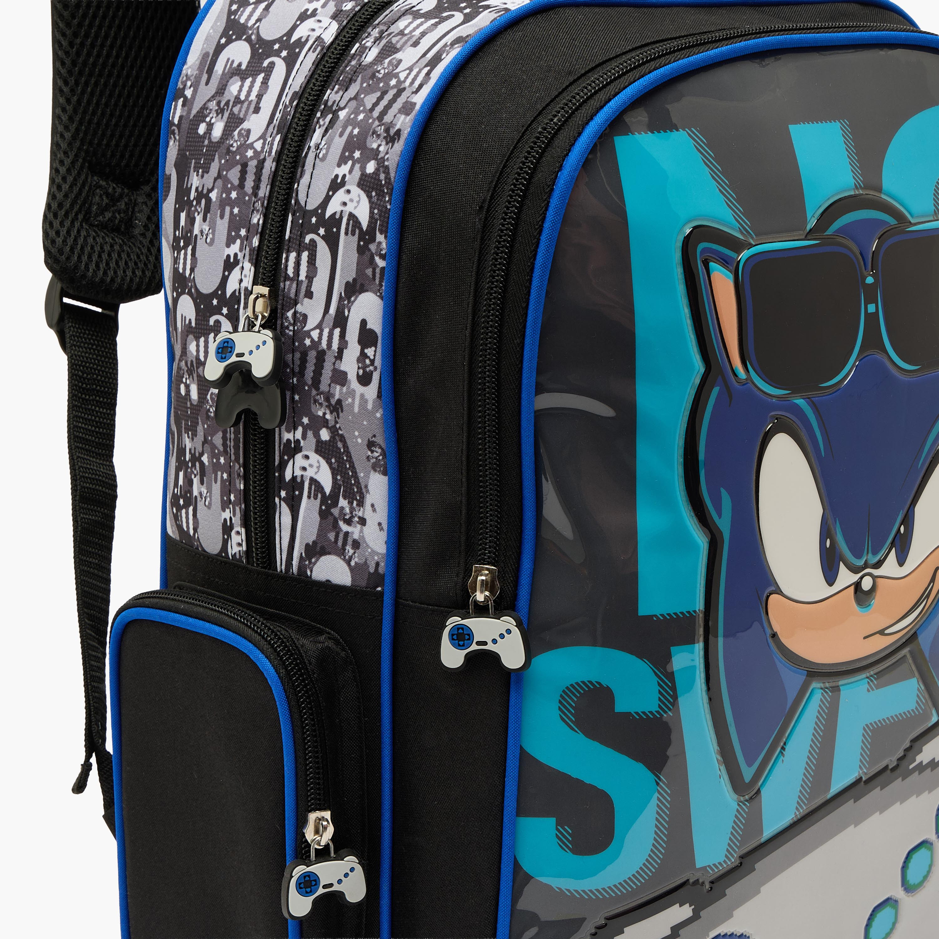 SEGA Sonic 5-Piece School Backpack Set for Boys 5-8 Years with Pencil Pouch and Bottle - 16 inches-school-bagsandbackpacks-backpacks-image-4