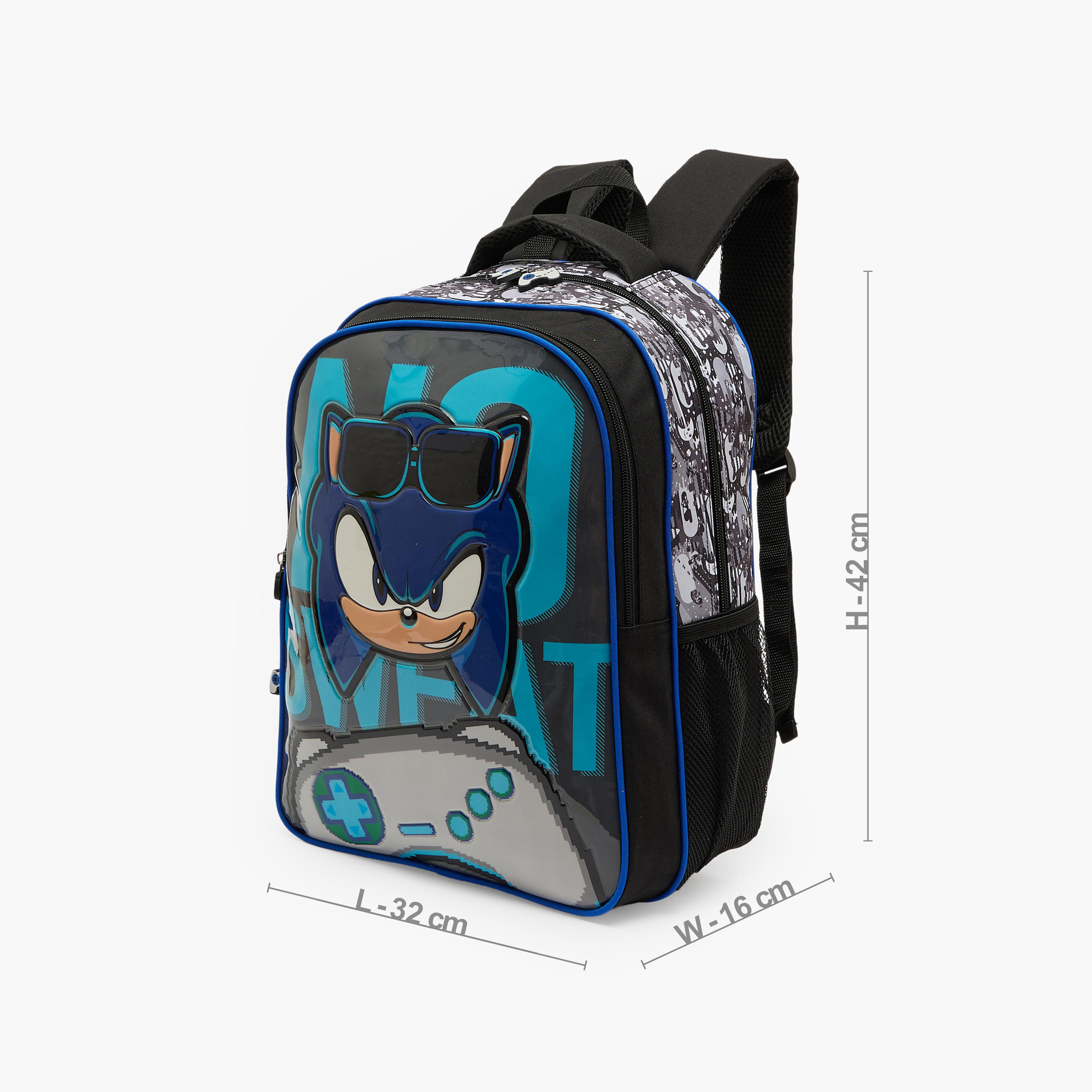 SEGA Sonic 5-Piece School Backpack Set for Boys 5-8 Years with Pencil Pouch and Bottle - 16 inches-school-bagsandbackpacks-backpacks-image-6