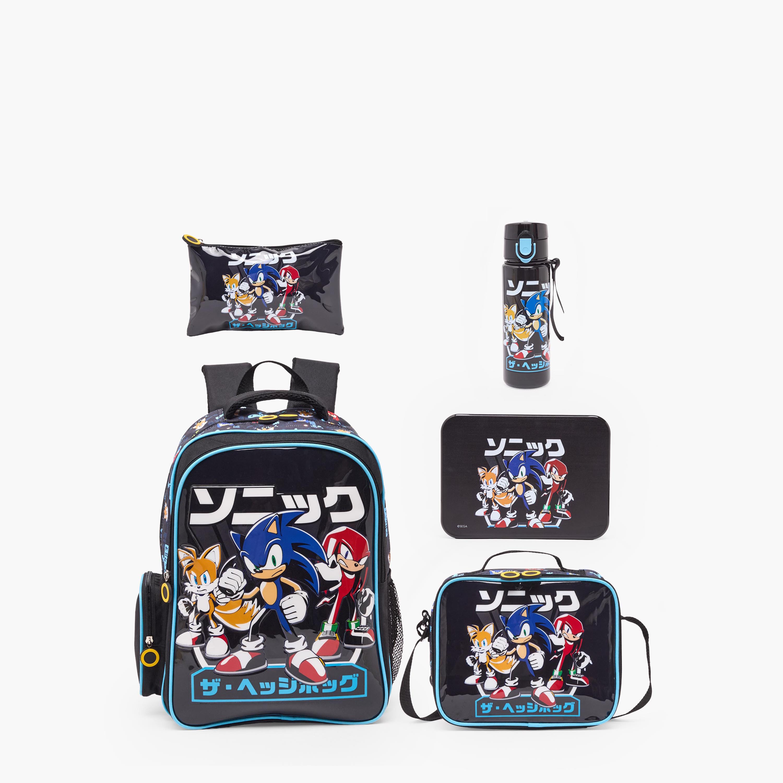 SEGA Sonic 5-Piece School Backpack Set for Boys 5-8 Years with Lunch Bag - 16 inches-school-bagsandbackpacks-backpacks-image-2