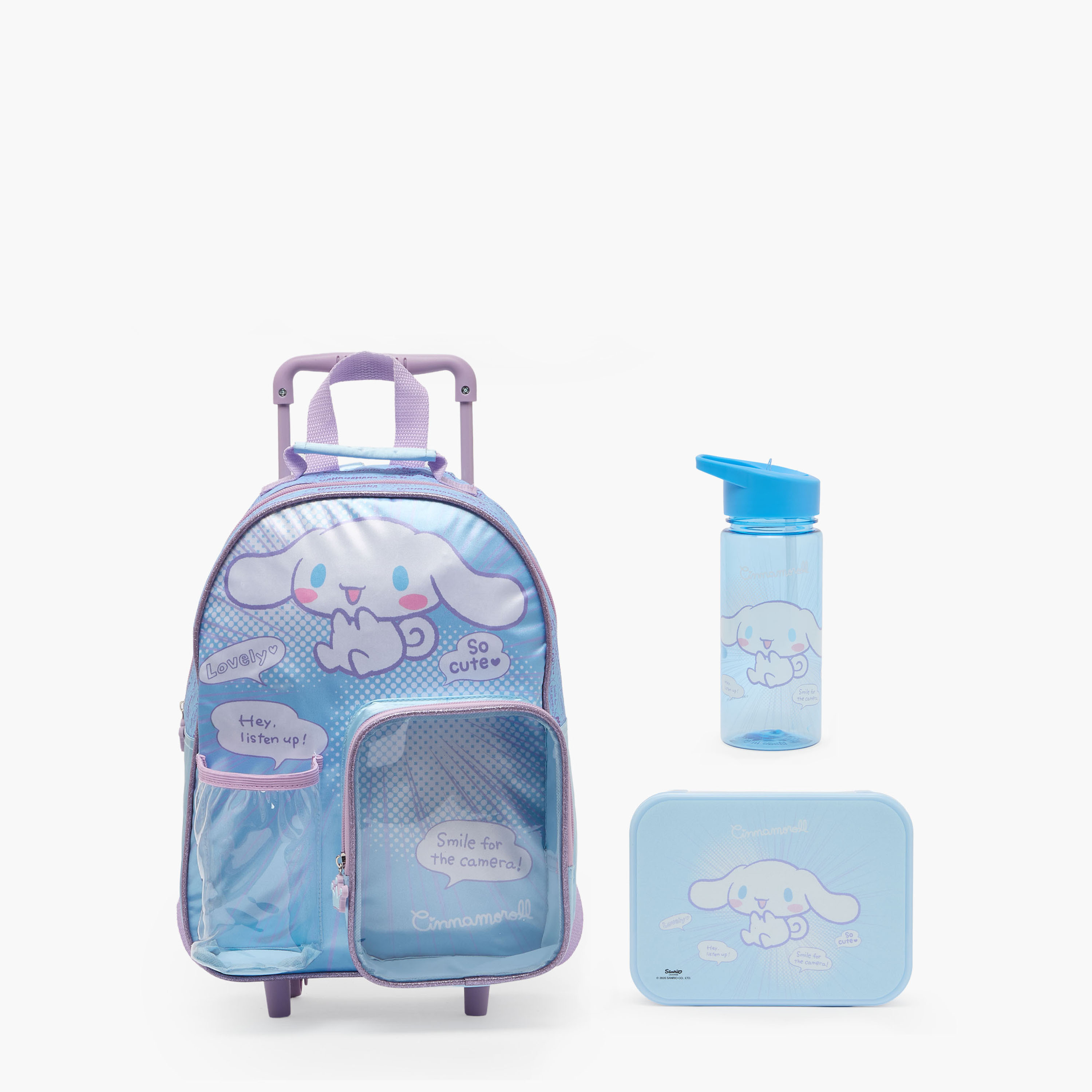 طقم شنطة ترولي مدرسية بطبعة سينامورول للبنات من 2-5 سنوات 3 قطع من سانريو - 14 بوصة-school-bagsandbackpacks-trolleybags-image-1