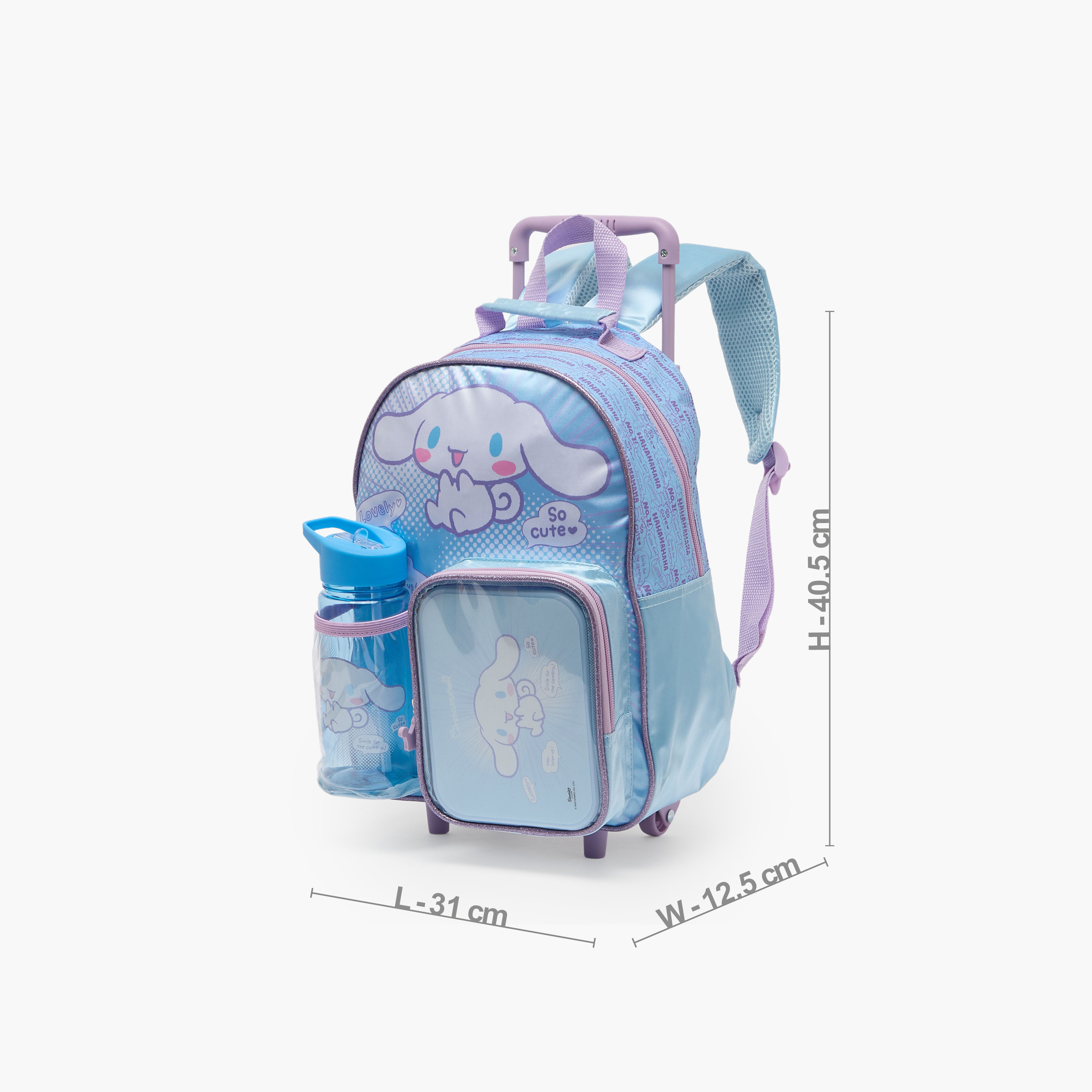 طقم شنطة ترولي مدرسية بطبعة سينامورول للبنات من 2-5 سنوات 3 قطع من سانريو - 14 بوصة-school-bagsandbackpacks-trolleybags-image-6