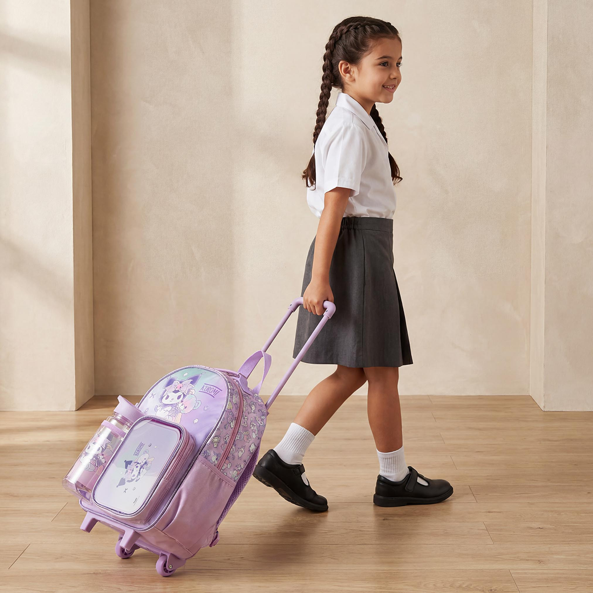 Sanrio Kuromi Print 3-Piece School Trolley Bag Set for Girls 3-5 Years with Lunch Box - 14 inches-school-bagsandbackpacks-trolleybags-image-4