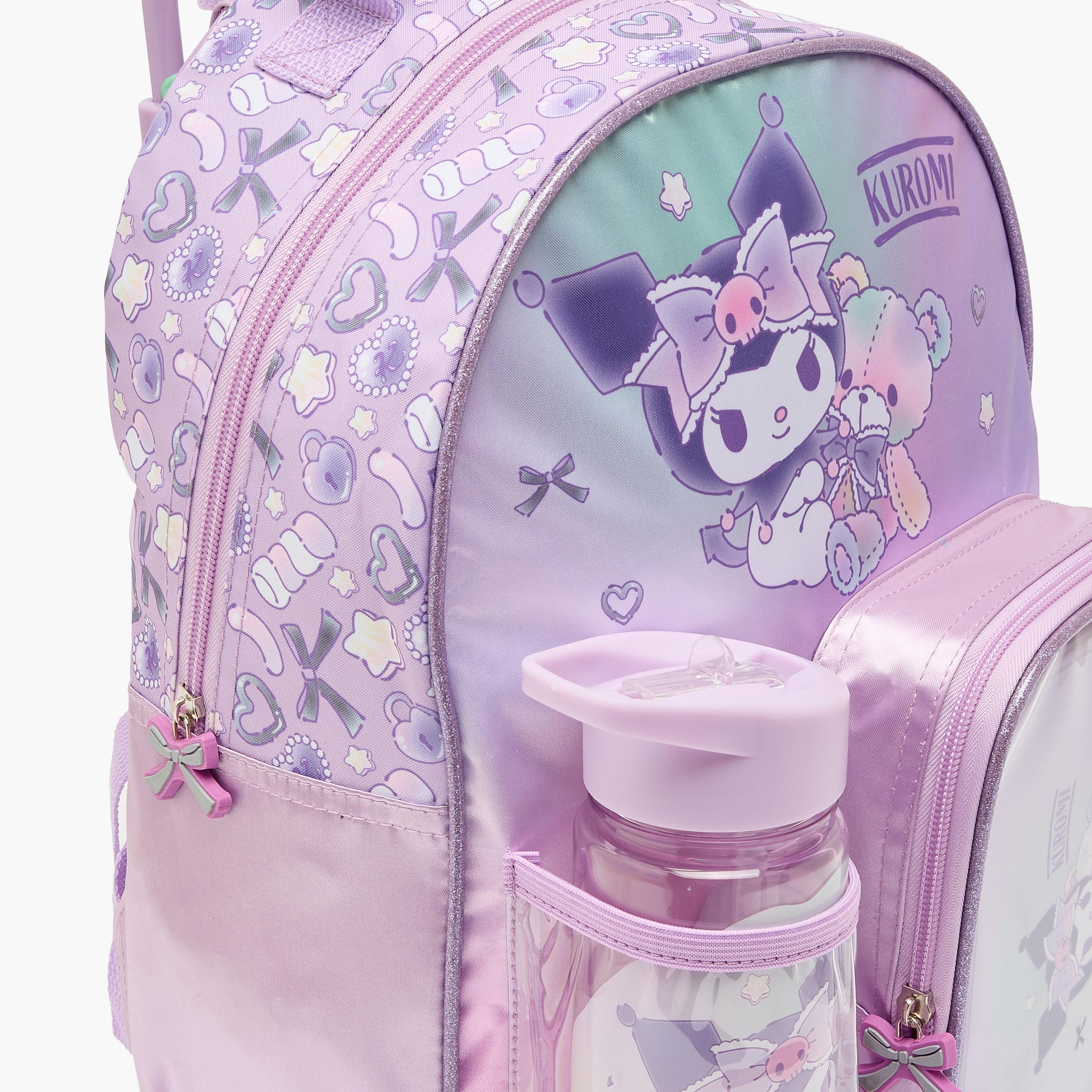 Sanrio Kuromi Print 3-Piece School Trolley Bag Set for Girls 3-5 Years with Lunch Box - 14 inches-school-bagsandbackpacks-trolleybags-image-7