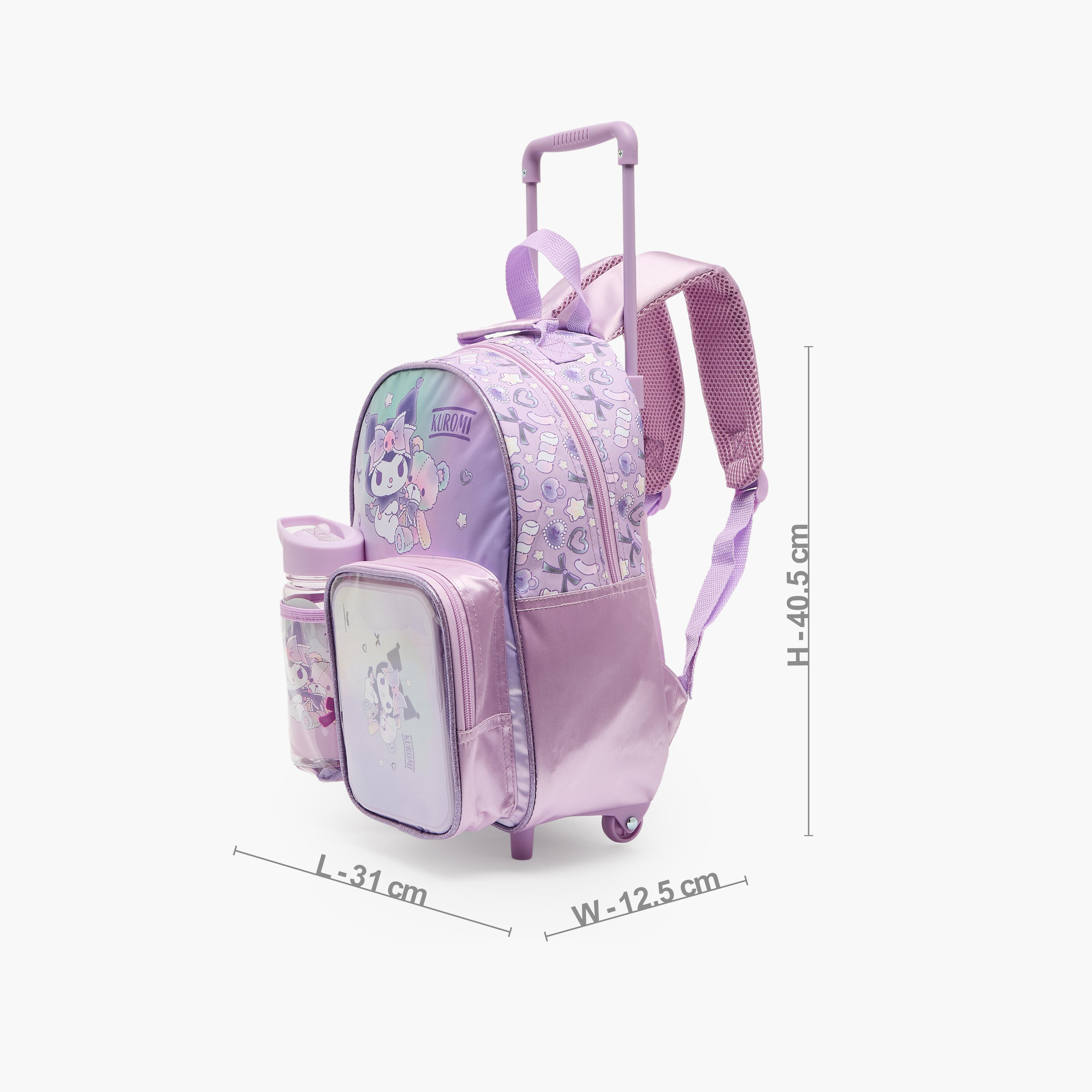 Sanrio Kuromi Print 3-Piece School Trolley Bag Set for Girls 3-5 Years with Lunch Box - 14 inches-school-bagsandbackpacks-trolleybags-image-9