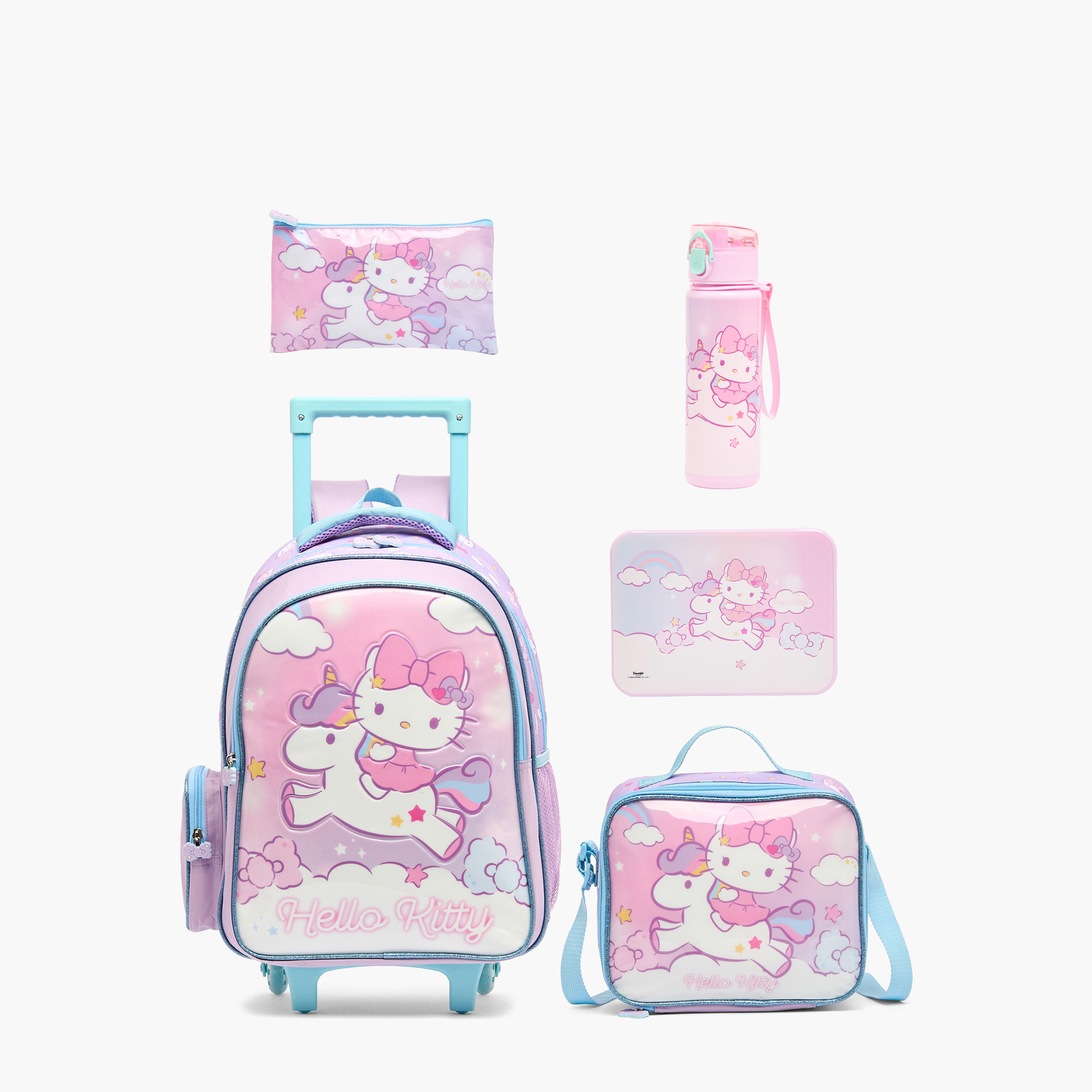 Sanrio Hello Kitty 5-Piece School Trolley Bag Set for Girls 5-8 Years with Lunch Bag - 16 inches-school-bagsandbackpacks-trolleybags-image-2