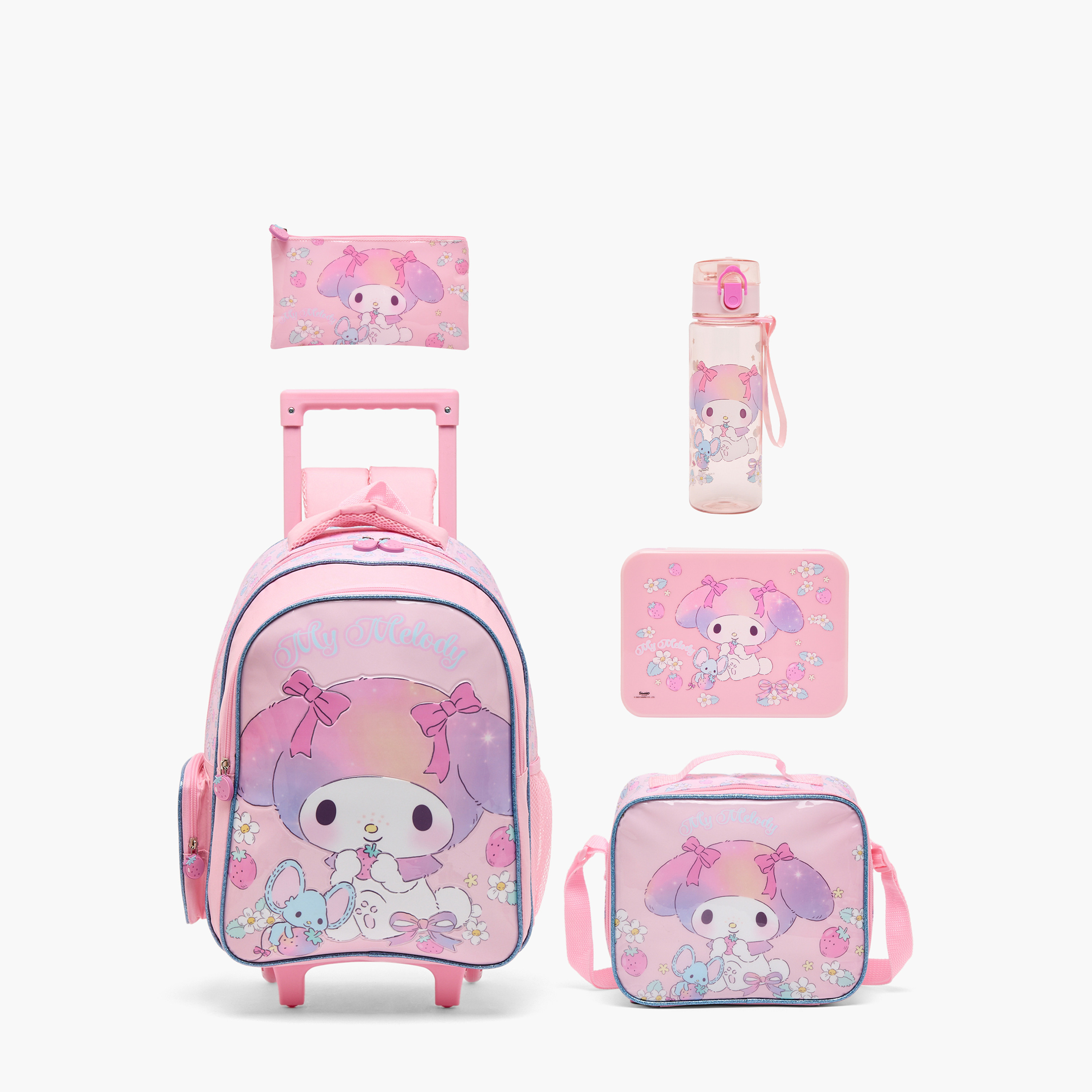 Sanrio My Melody Print 5-Piece School Trolley Bag Set for Girls 5-8 Years with Lunch Bag - 16 inches-school-bagsandbackpacks-trolleybags-image-2