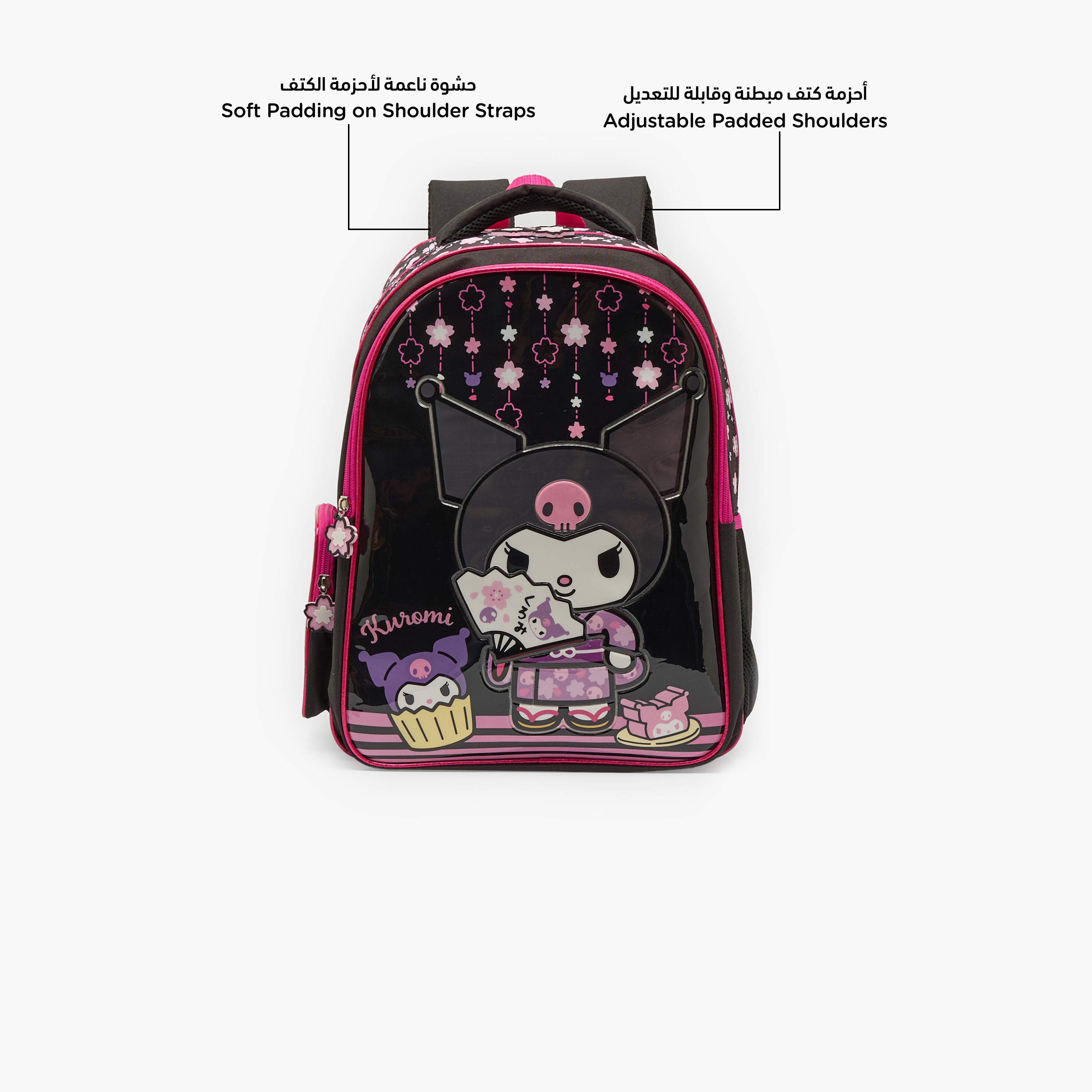 طقم شنطة ظهر مدرسية 5 قطع للبنات 5-8 سنوات بطبعات كورومي مع شنطة غداء من سانريو - 16 بوصة-school-bagsandbackpacks-backpacks-image-3