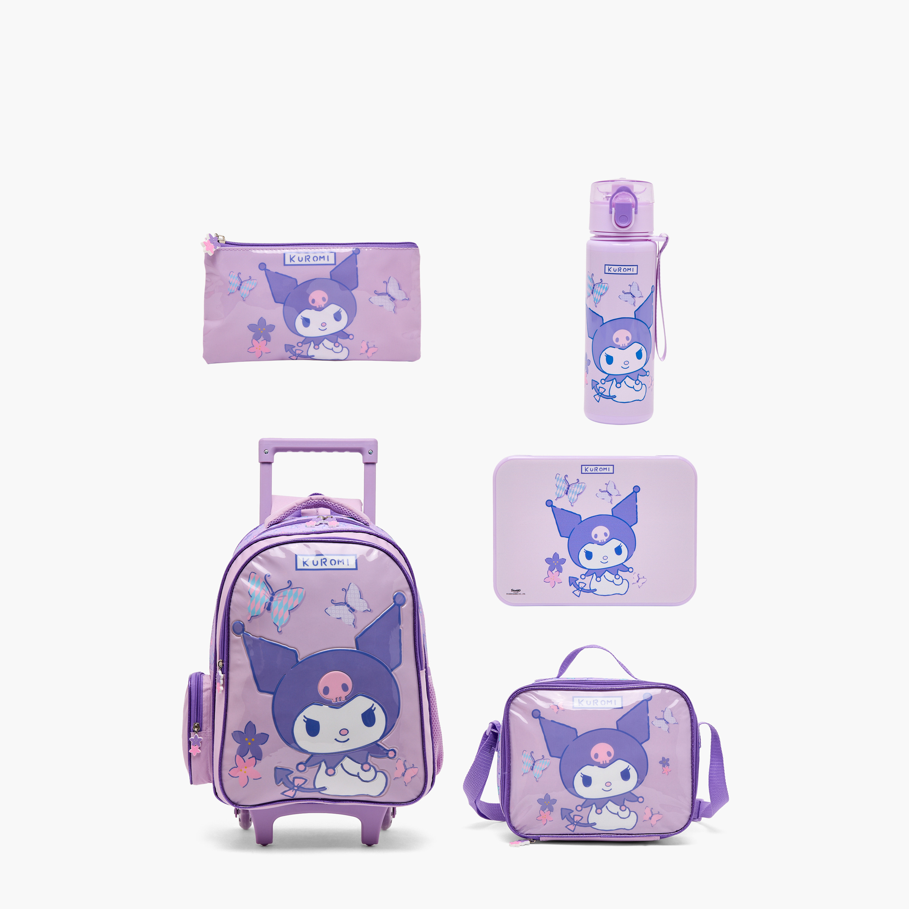 Sanrio Kuromi 5-Piece School Trolley Bag Set for Girls 5-8 Years with Lunch Bag - 16 inches-school-bagsandbackpacks-trolleybags-image-1