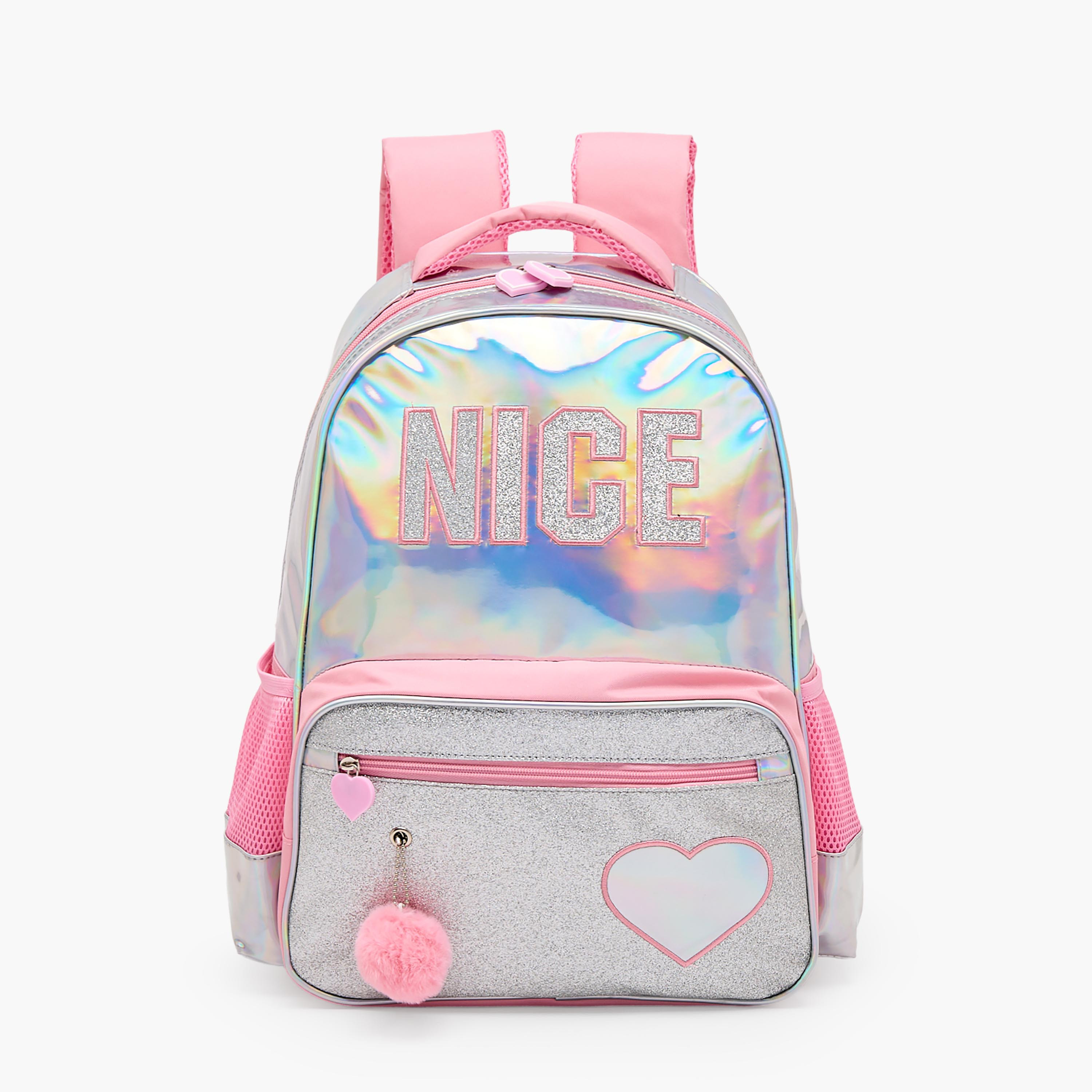 Sanrio Heart Applique 5-Piece School Backpack Set for Girls 5-8 Years with Lunch Bag - 16 inches-school-bagsandbackpacks-trolleybags-image-3