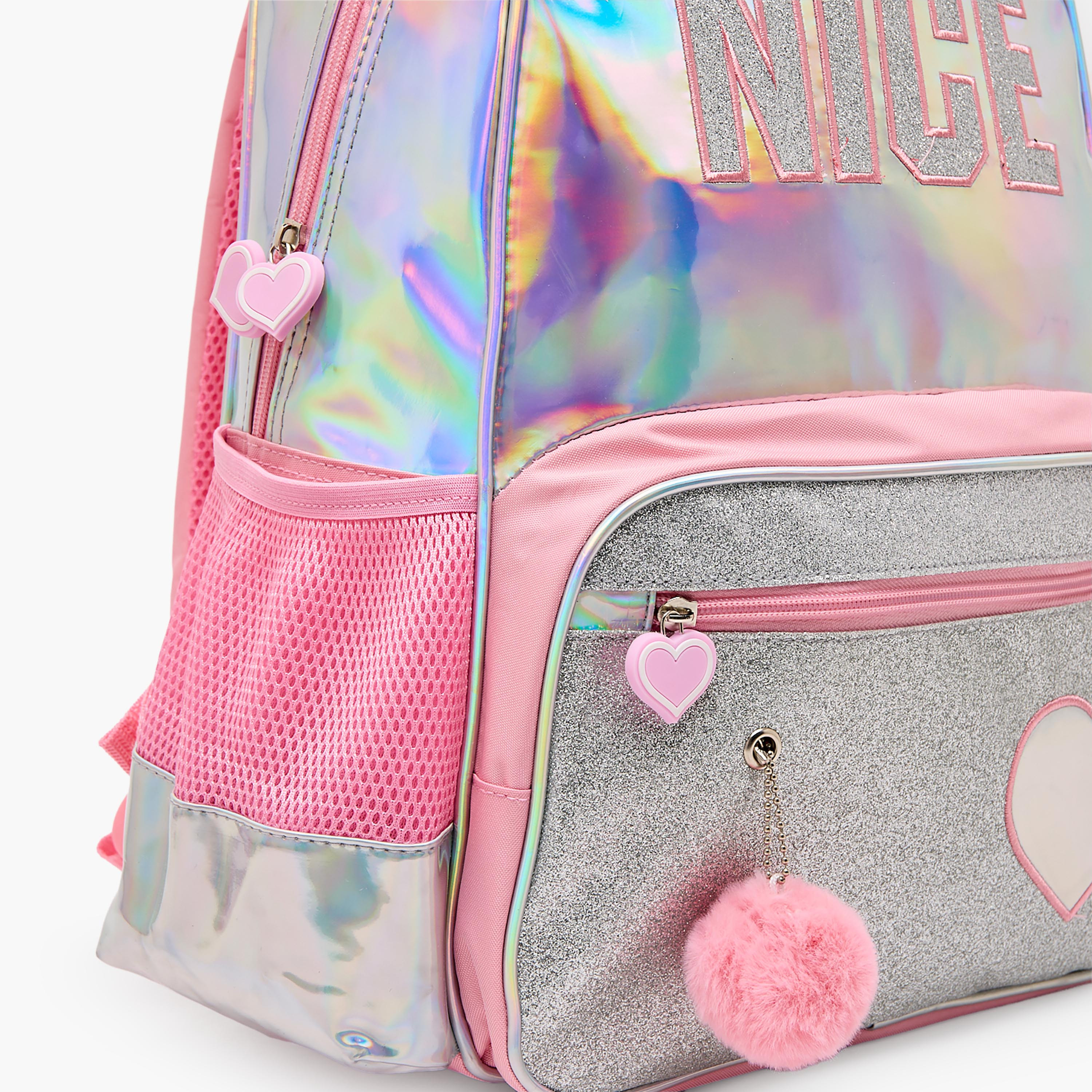 Sanrio Heart Applique 5-Piece School Backpack Set for Girls 5-8 Years with Lunch Bag - 16 inches-school-bagsandbackpacks-trolleybags-image-4