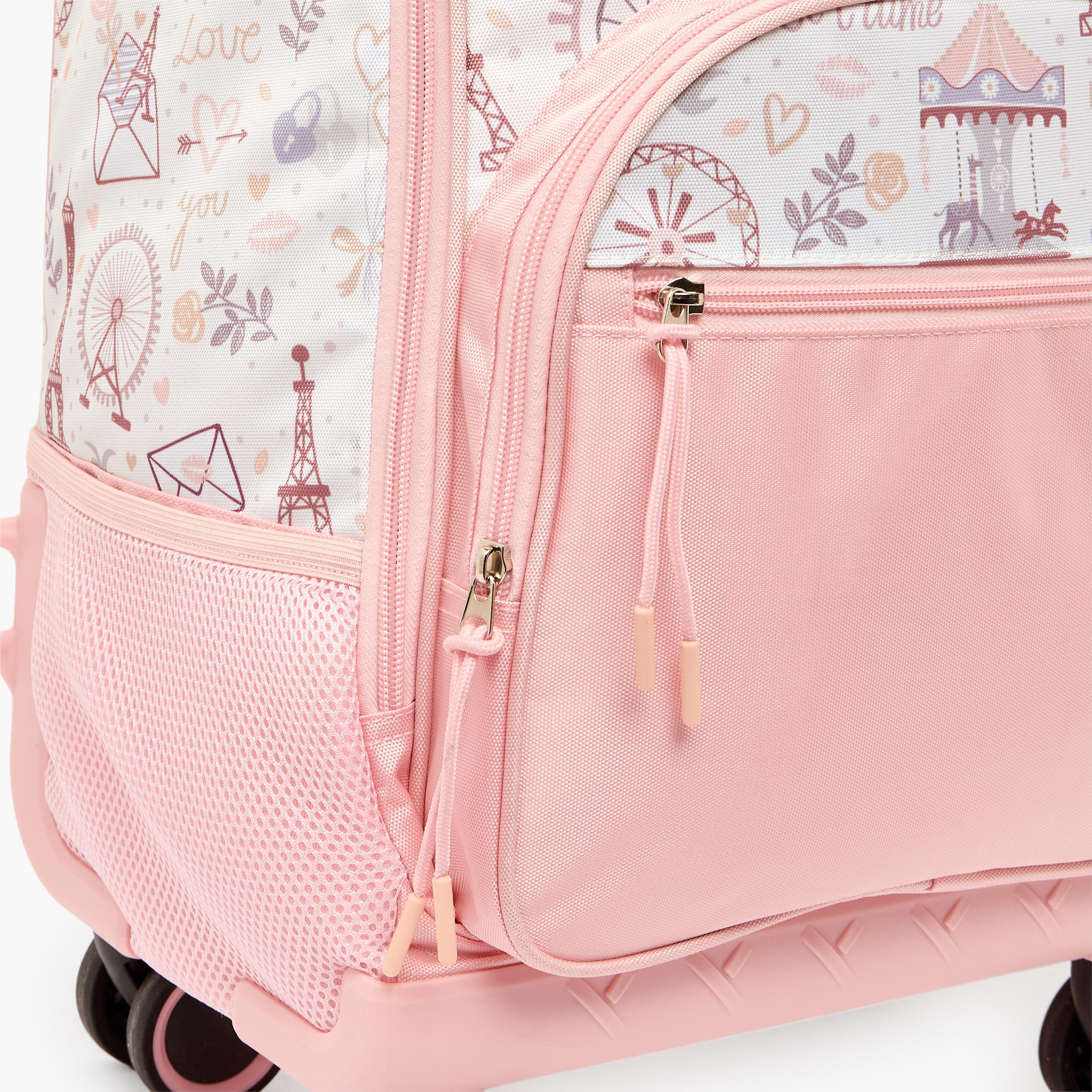 شنطة ترولي بمقبض قابل للسحب وطبعات باريس للبنات بعمر 8-12 سنة من جونيورز - 16 بوصة-school-bagsandbackpacks-trolleybags-image-5
