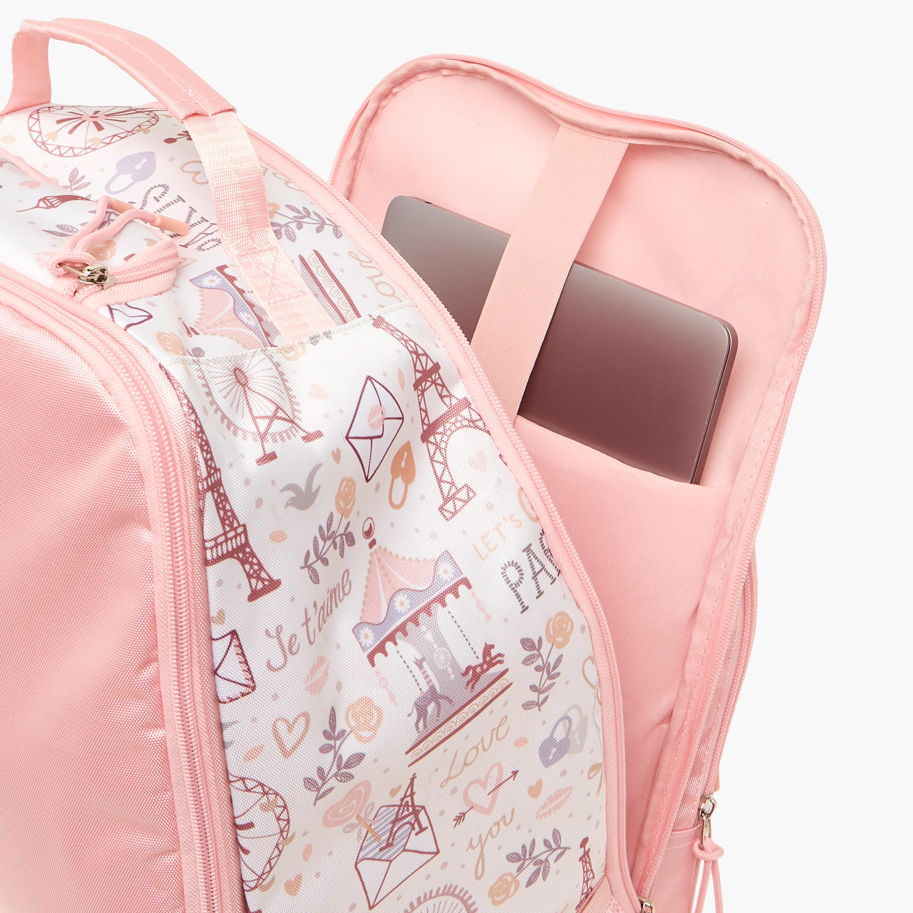 شنطة ترولي بمقبض قابل للسحب وطبعات باريس للبنات بعمر 8-12 سنة من جونيورز - 16 بوصة-school-bagsandbackpacks-trolleybags-image-7