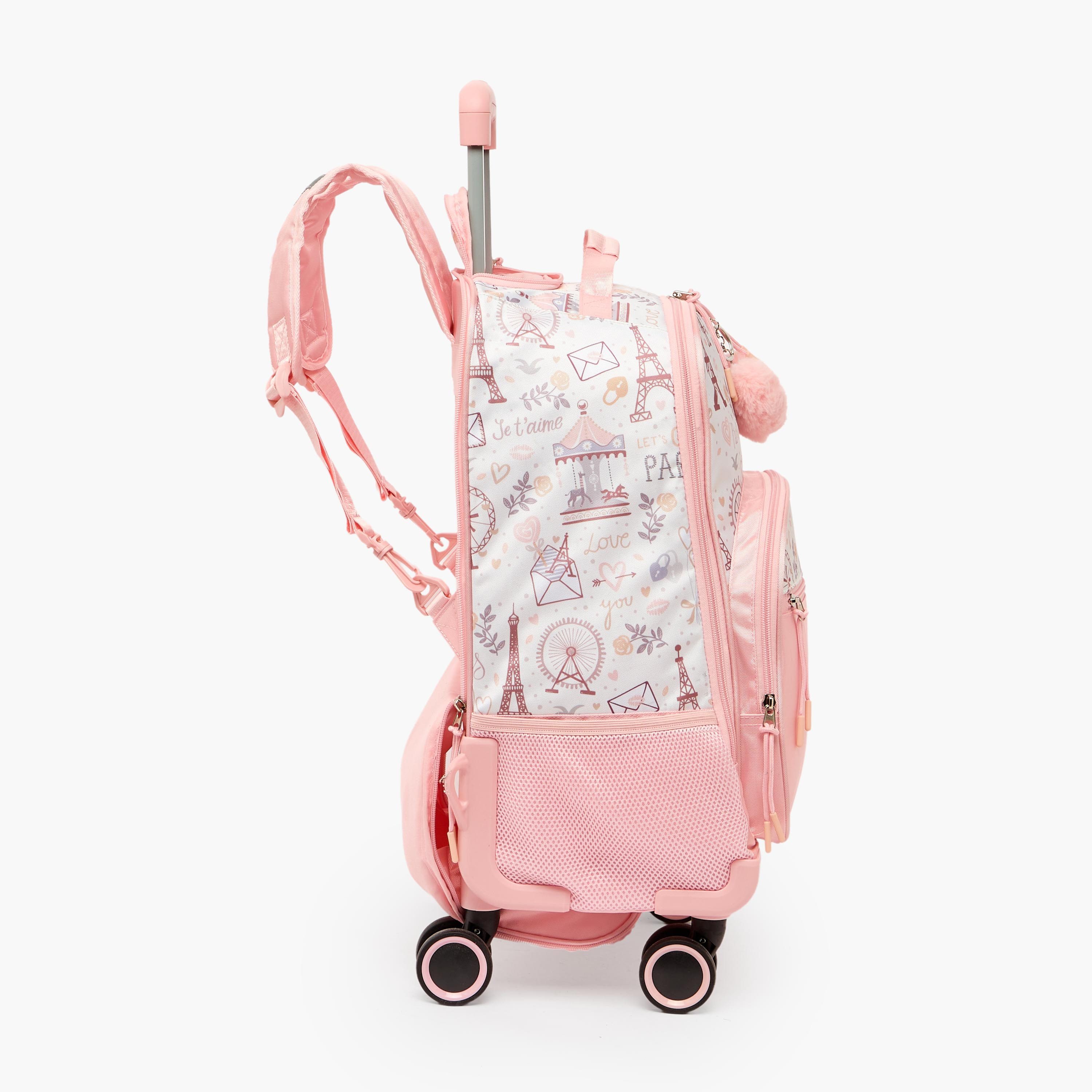 شنطة ترولي بمقبض قابل للسحب وطبعات باريس للبنات بعمر 8-12 سنة من جونيورز - 16 بوصة-school-bagsandbackpacks-trolleybags-image-8