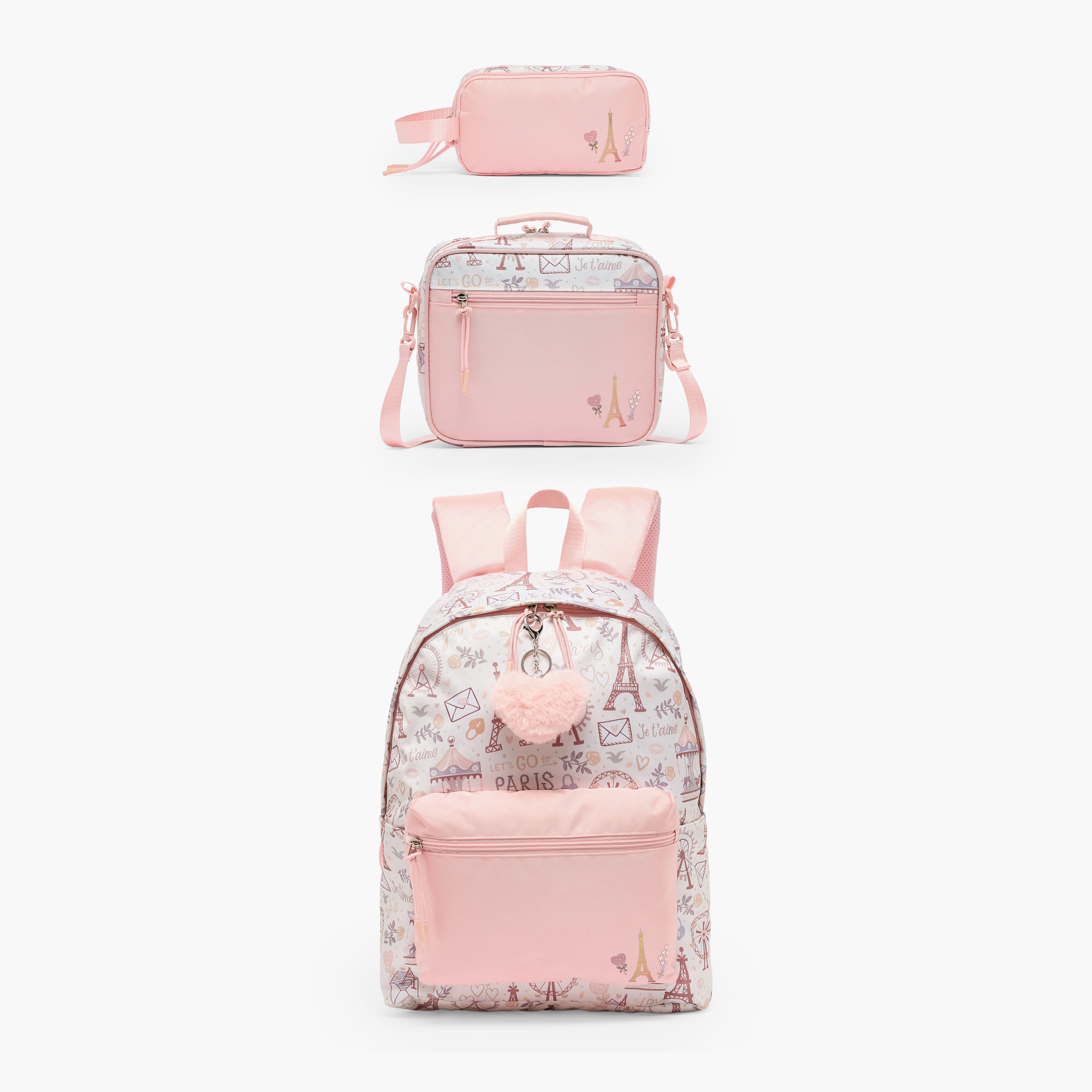 شنطة ظهر بطبعة باريس للبنات من 8-13 سنة مع أحزمة مبطنة - 21 بوصة من جونيورز-school-bagsandbackpacks-backpacks-image-10