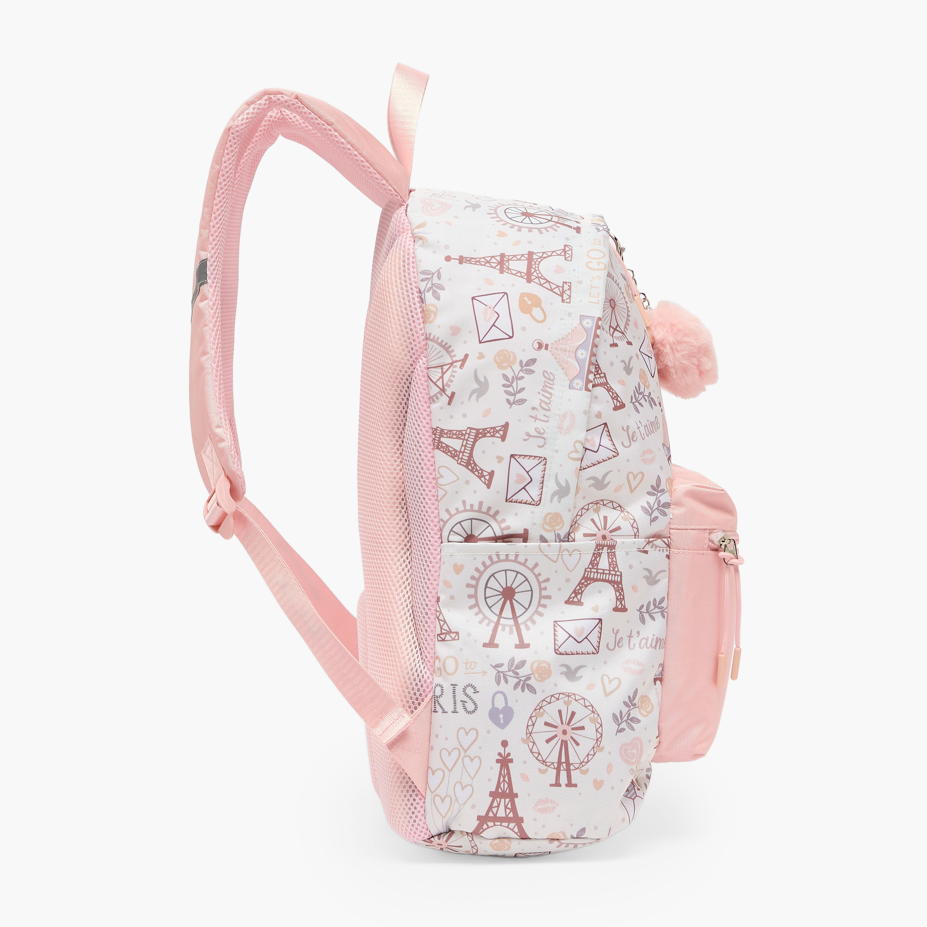 شنطة ظهر بطبعة باريس للبنات من 8-13 سنة مع أحزمة مبطنة - 21 بوصة من جونيورز-school-bagsandbackpacks-backpacks-image-8