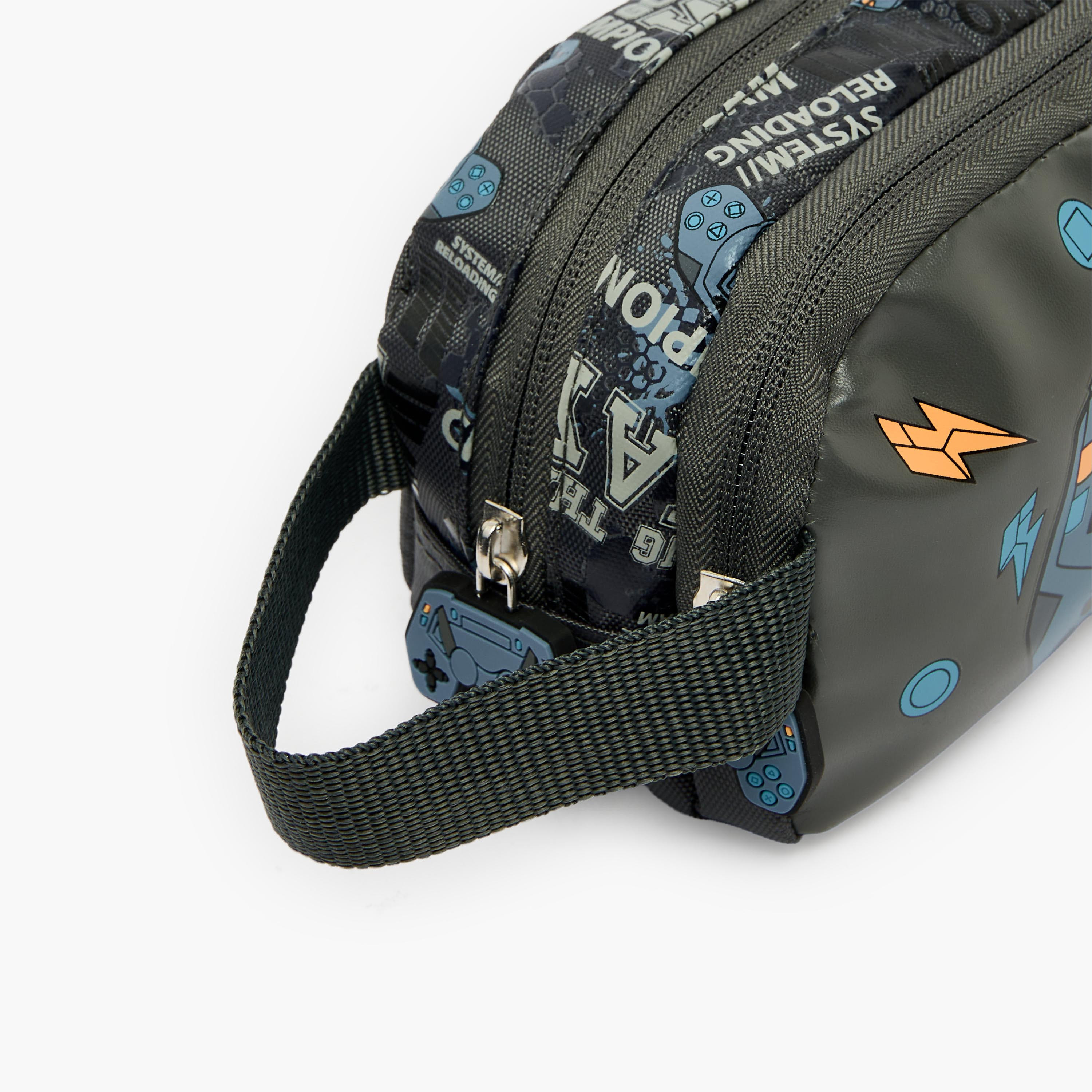 Juniors Gaming Print Pencil Pouch with 2 Compartments-school-stationery-pencilcases-image-5