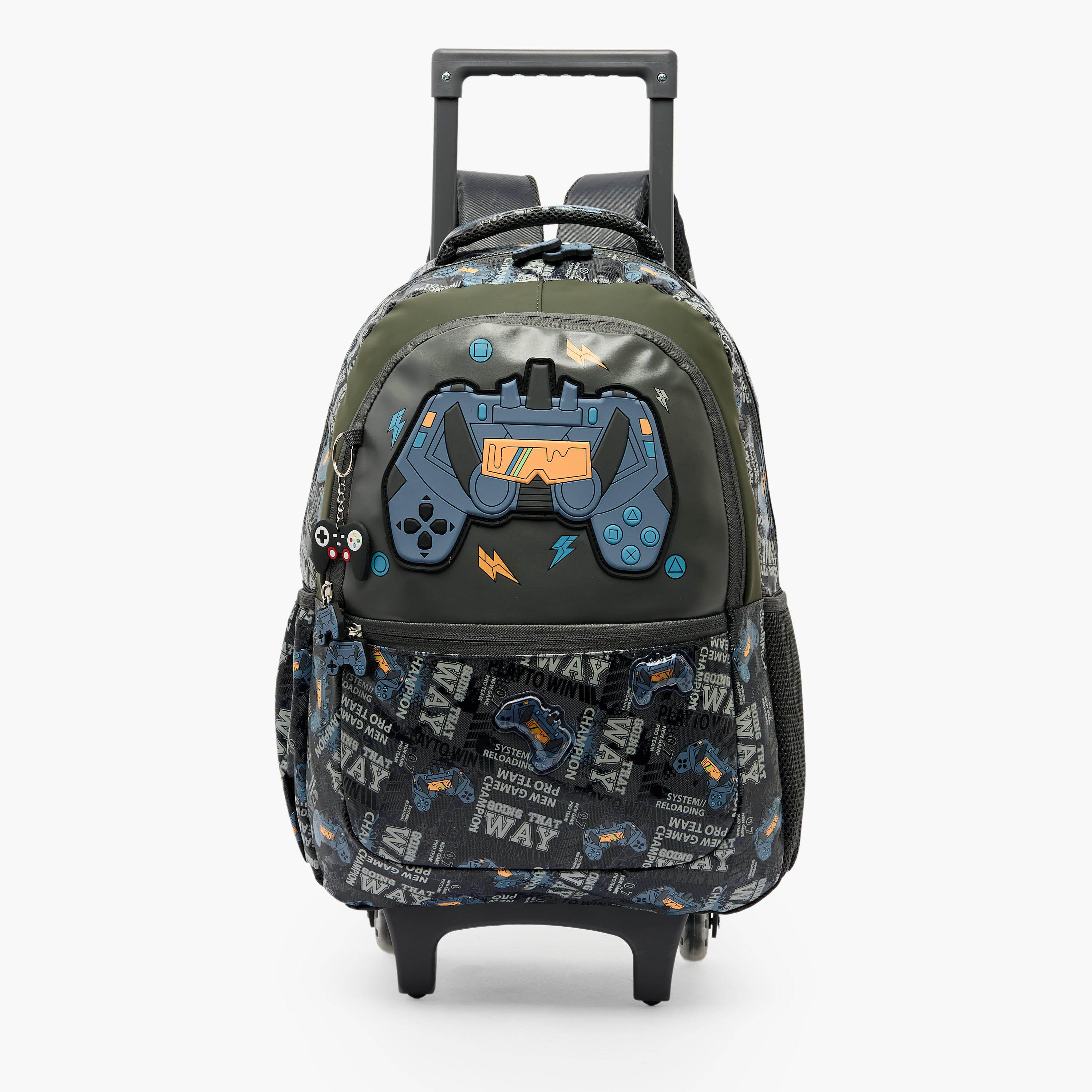 Juniors Game Print Trolley Bag for Boys 5-8 Years with Durable Wheels - 16 inches-school-bagsandbackpacks-trolleybags-image-1