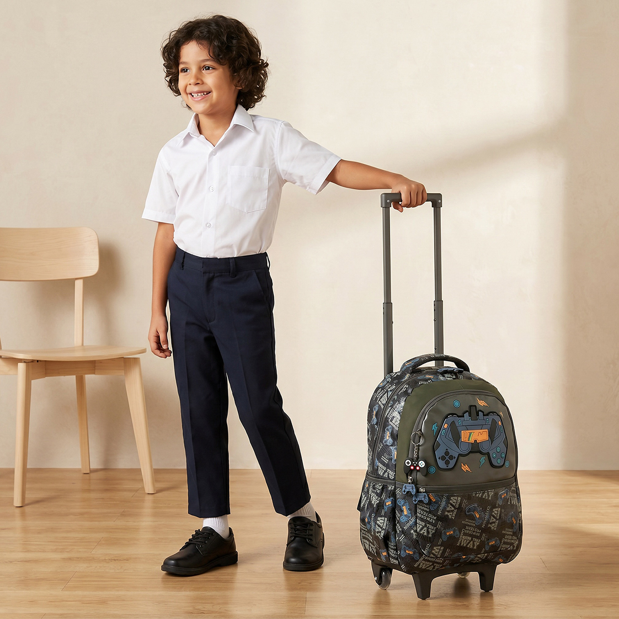 Juniors Game Print Trolley Bag for Boys 5-8 Years with Durable Wheels - 16 inches-school-bagsandbackpacks-trolleybags-image-3