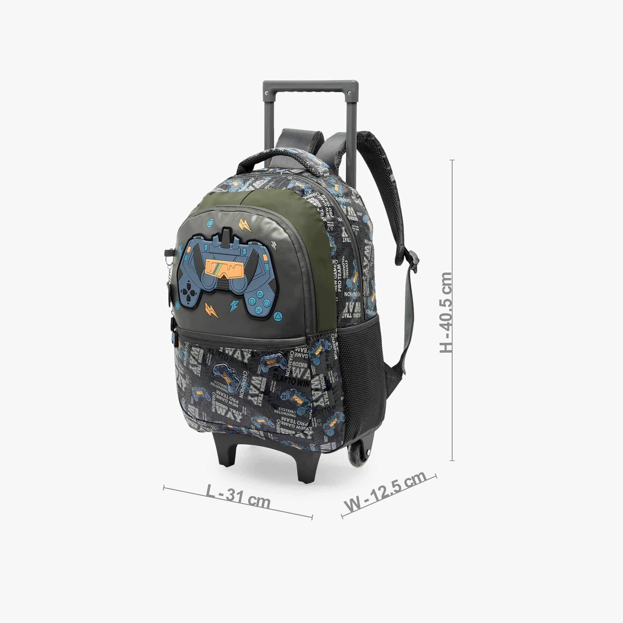 Juniors Game Print Trolley Bag for Boys 5-8 Years with Durable Wheels - 16 inches-school-bagsandbackpacks-trolleybags-image-8