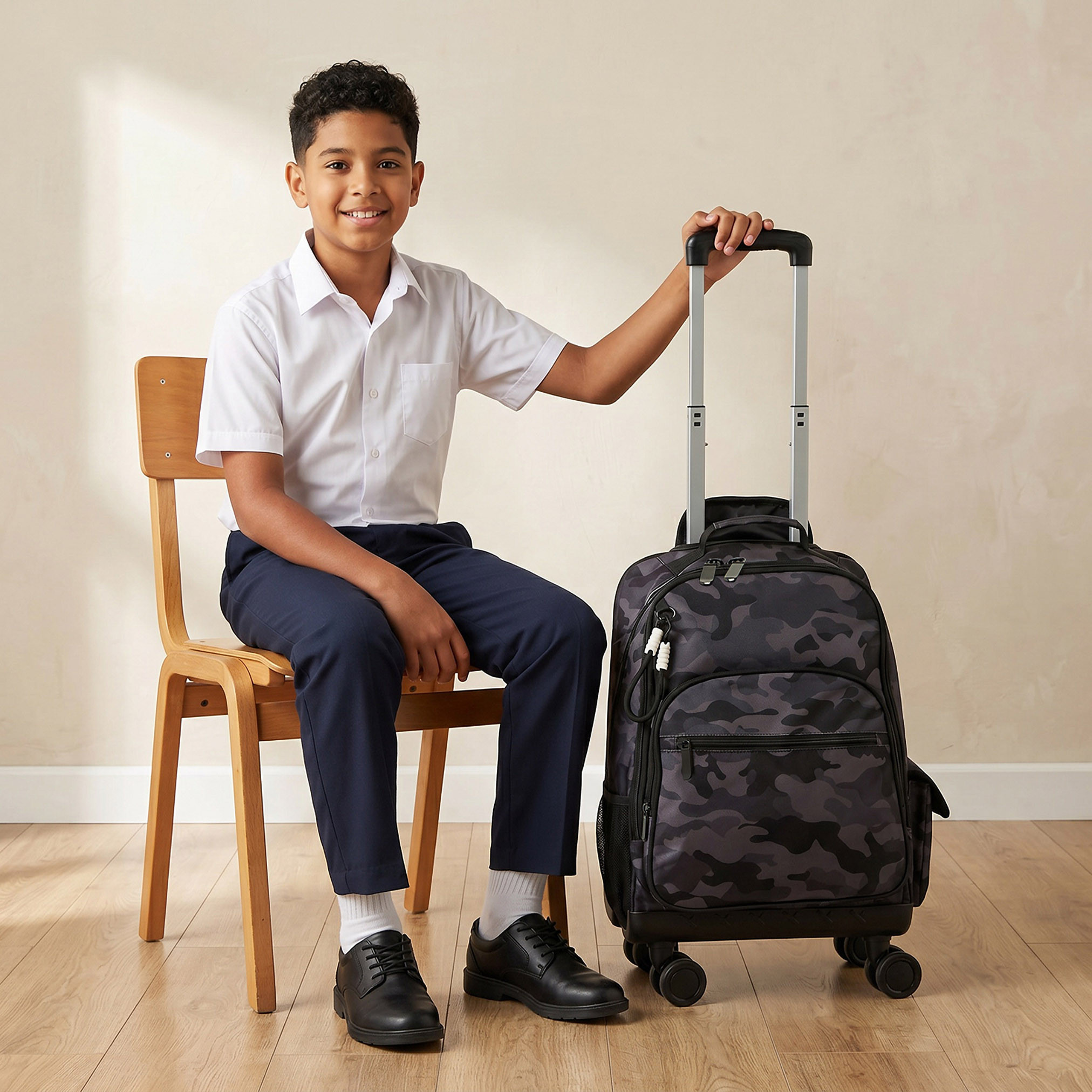 شنطة ترولي بطبعات مموهّة للأولاد 8-12 سنة مع عجلات متينة من جونيورز - 18 بوصة-school-bagsandbackpacks-trolleybags-image-3