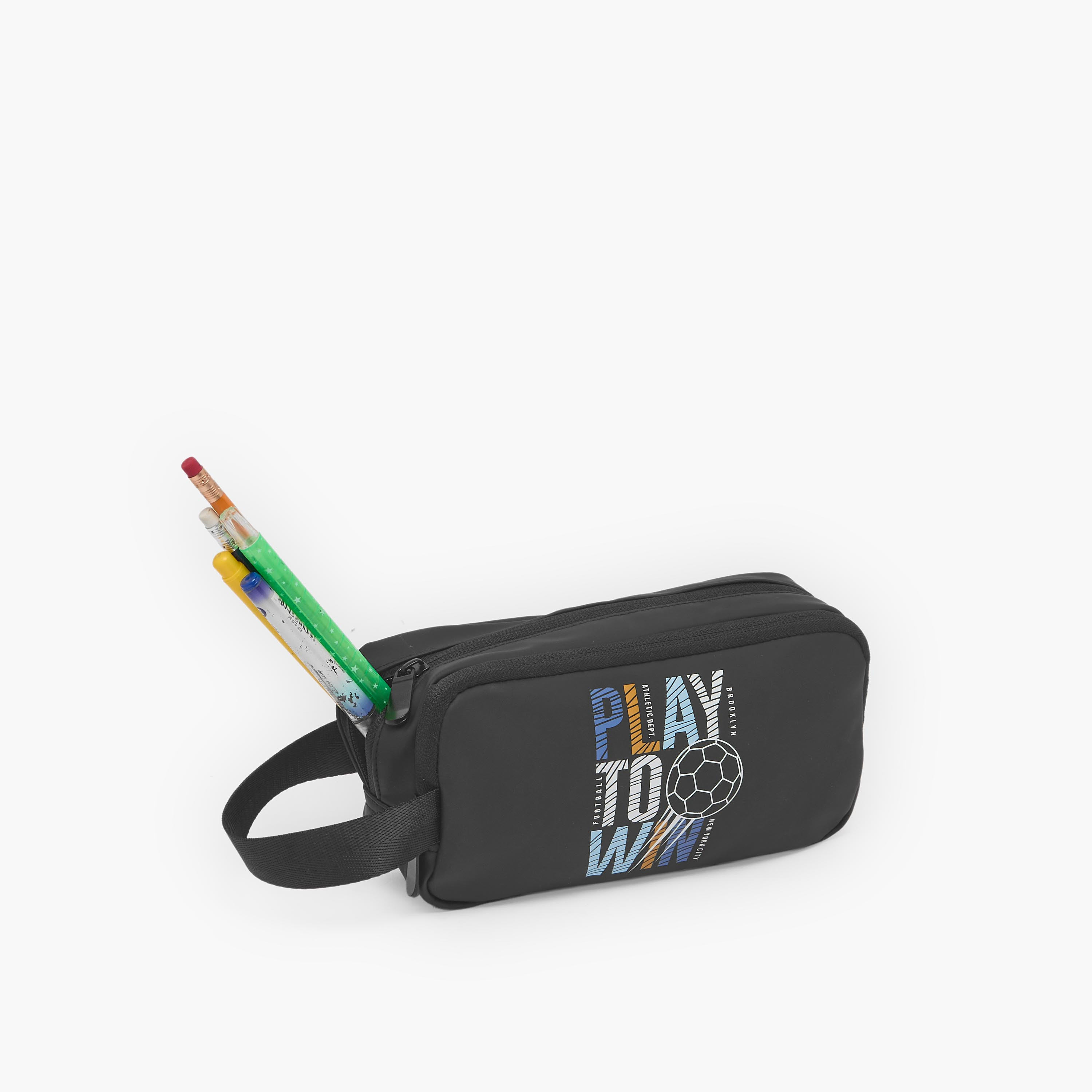 مقلمة بقسمين وطبعات كرة قدم من جونيورز-school-stationery-pencilcases-image-7