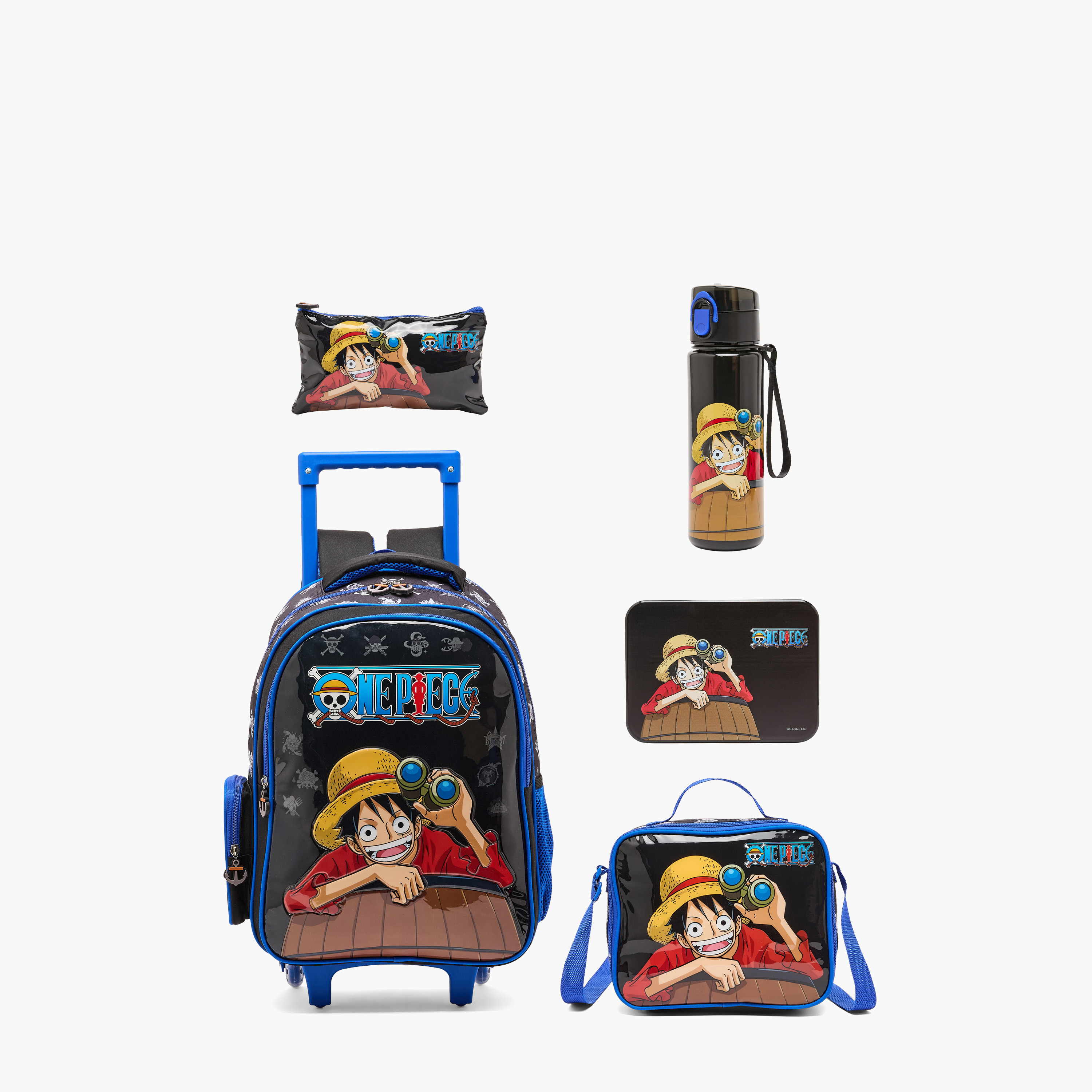 Toei Animation One Piece Trolley Bag for Boys 5-8 Years with Padded Straps - 16 inches-school-bagsandbackpacks-trolleybags-image-2