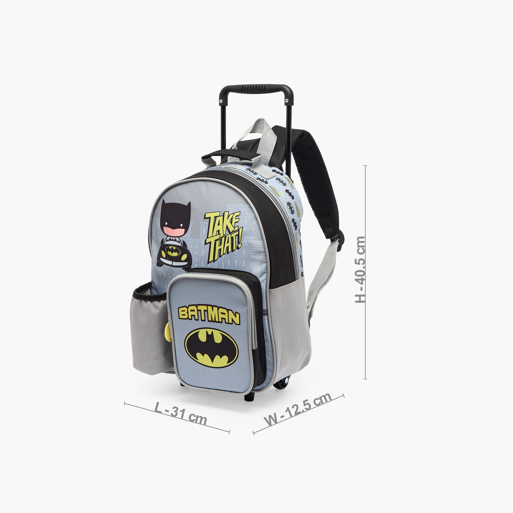Batman Print 3-Piece School Trolley Bag Set for Boys 3-5 Years with Lunch Box - 14 inches-school-bagsandbackpacks-trolleybags-image-10
