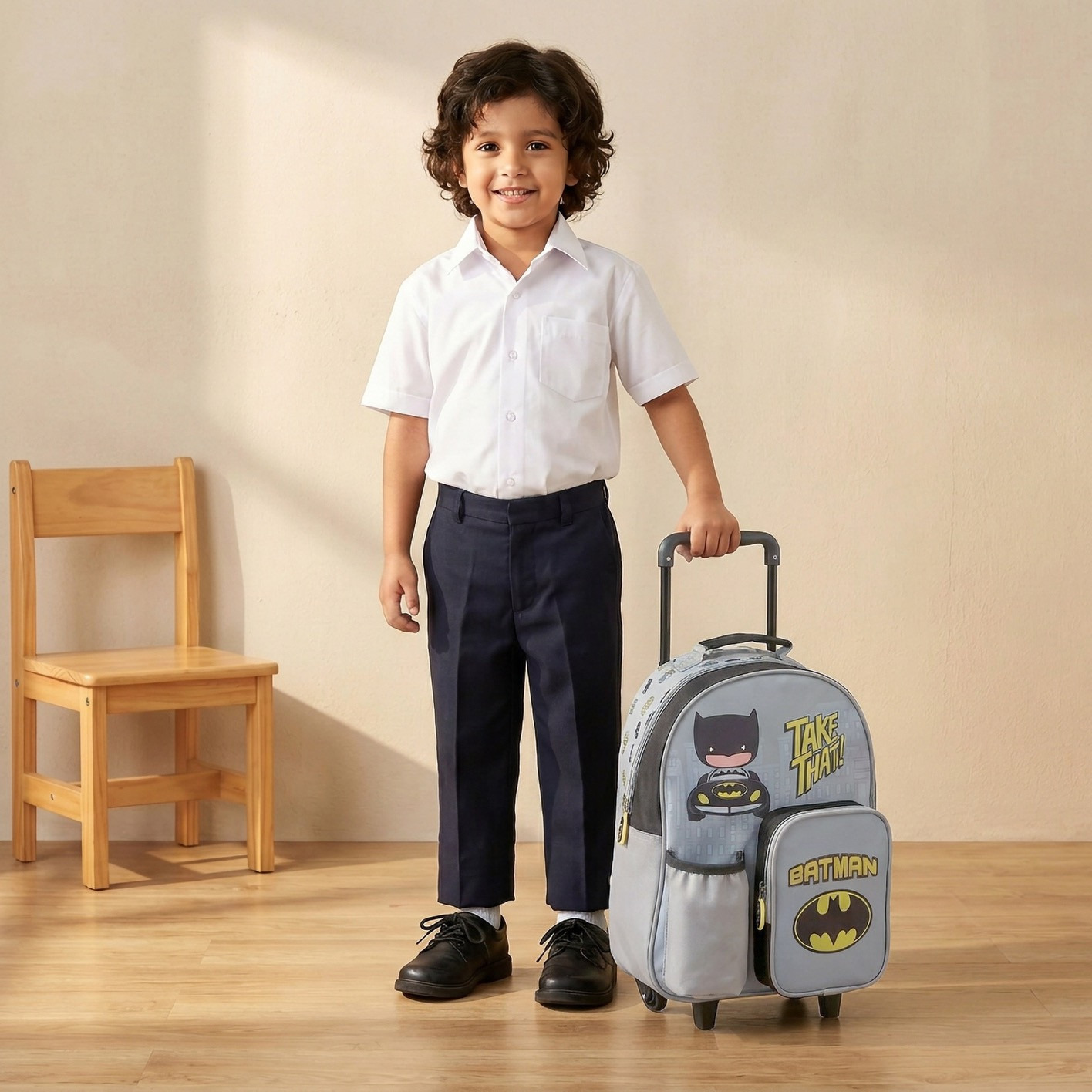 Batman Print 3-Piece School Trolley Bag Set for Boys 3-5 Years with Lunch Box - 14 inches-school-bagsandbackpacks-trolleybags-image-4