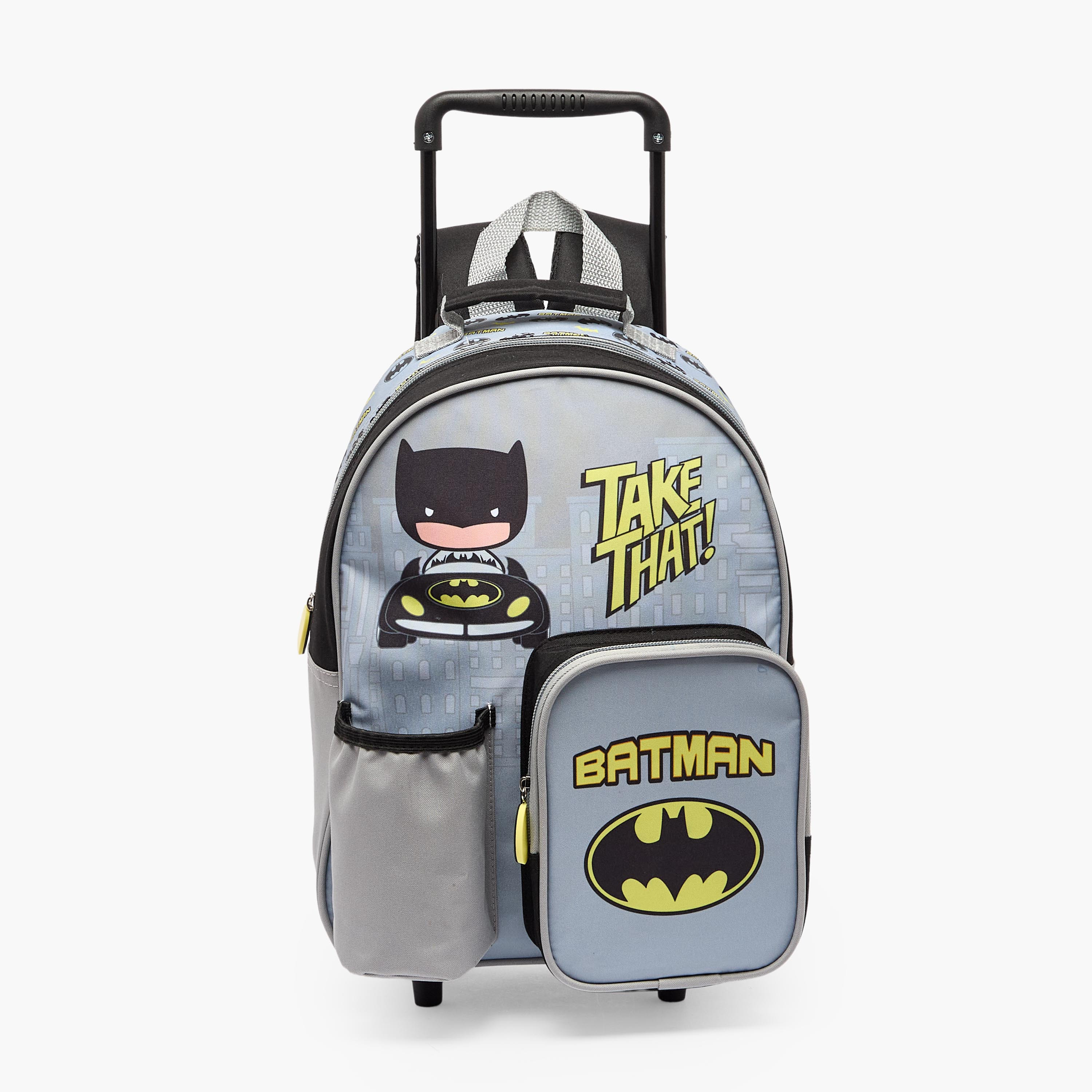 Batman Print 3-Piece School Trolley Bag Set for Boys 3-5 Years with Lunch Box - 14 inches-school-bagsandbackpacks-trolleybags-image-5