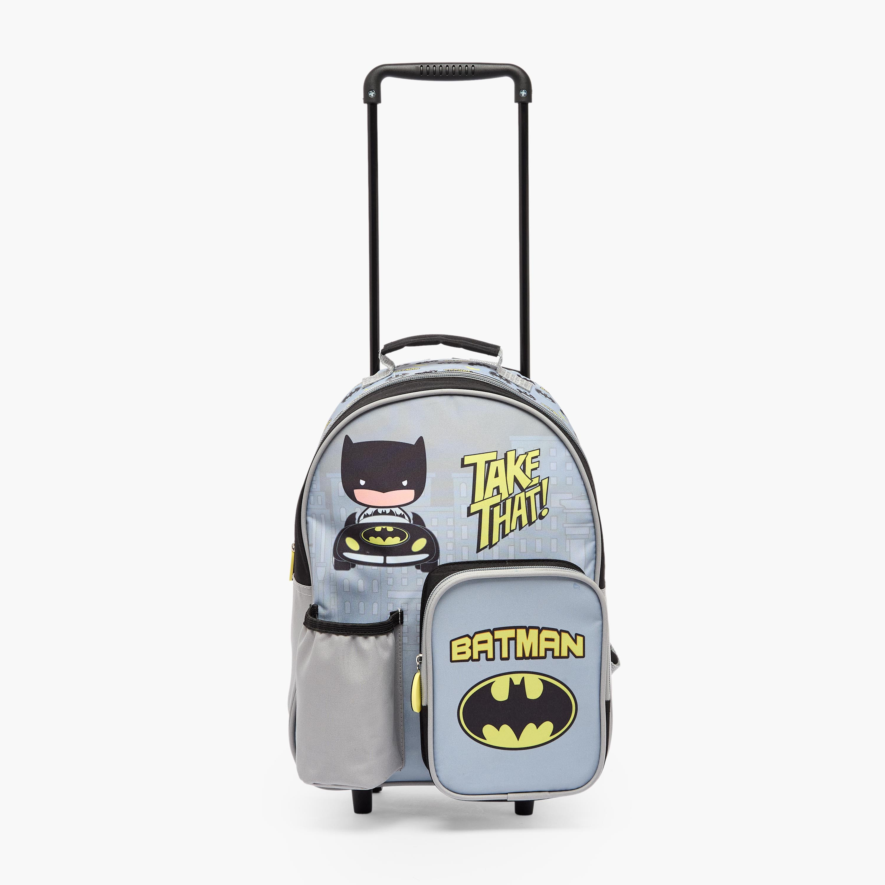 Batman Print 3-Piece School Trolley Bag Set for Boys 3-5 Years with Lunch Box - 14 inches-school-bagsandbackpacks-trolleybags-image-6