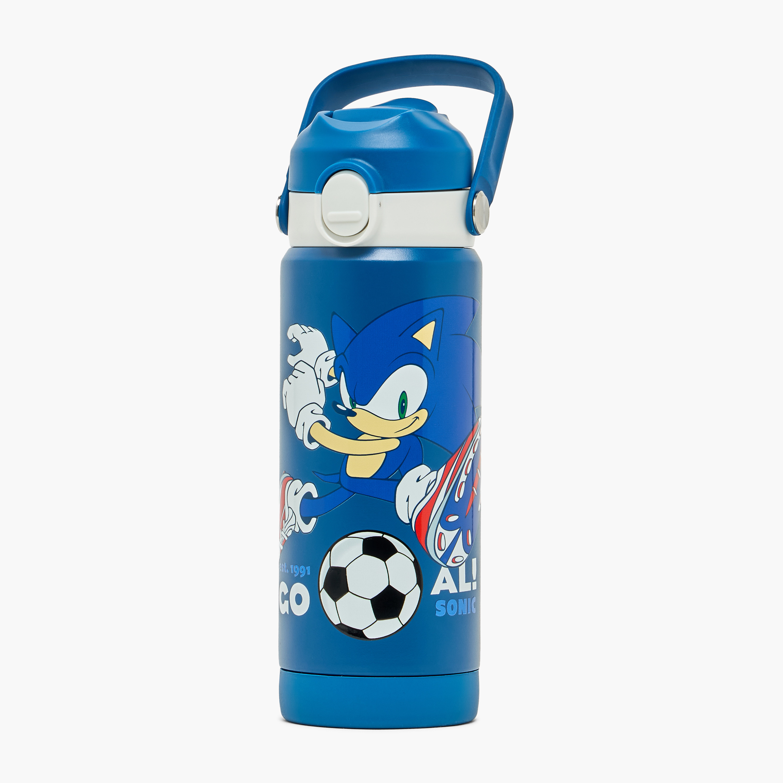 Sonic Printed Stainless Steel Water Bottle with Flip Spout and Handle-school-waterbottles-image-1