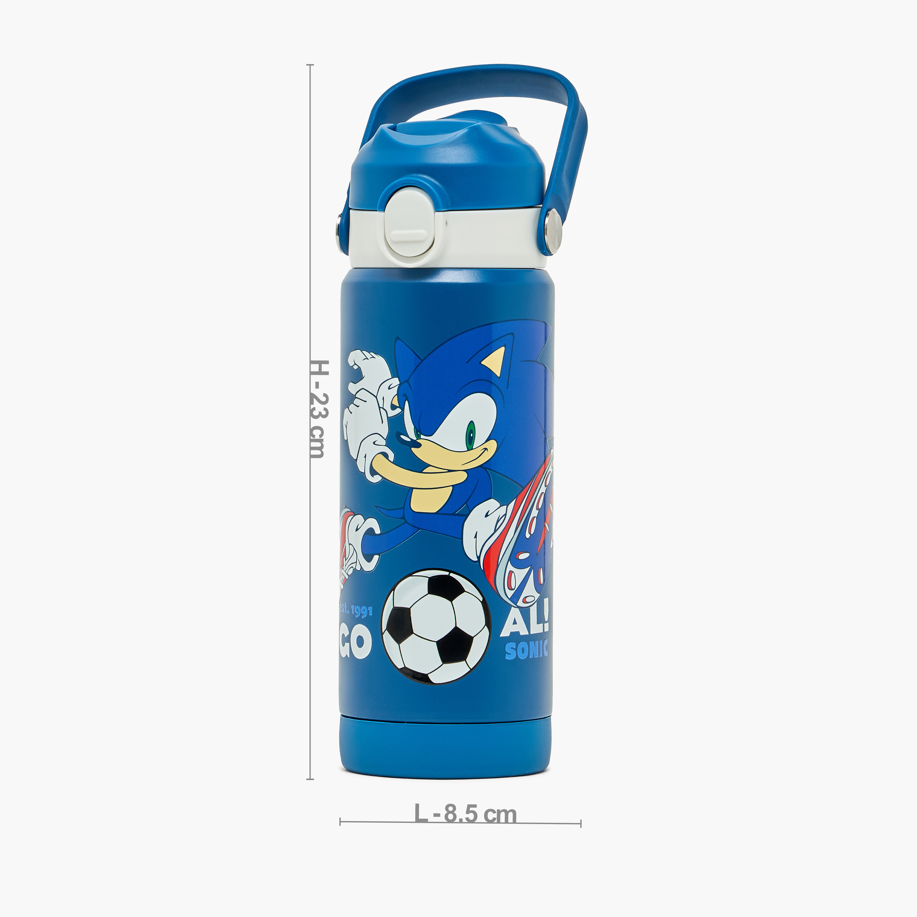 Sonic Printed Stainless Steel Water Bottle with Flip Spout and Handle-school-waterbottles-image-3