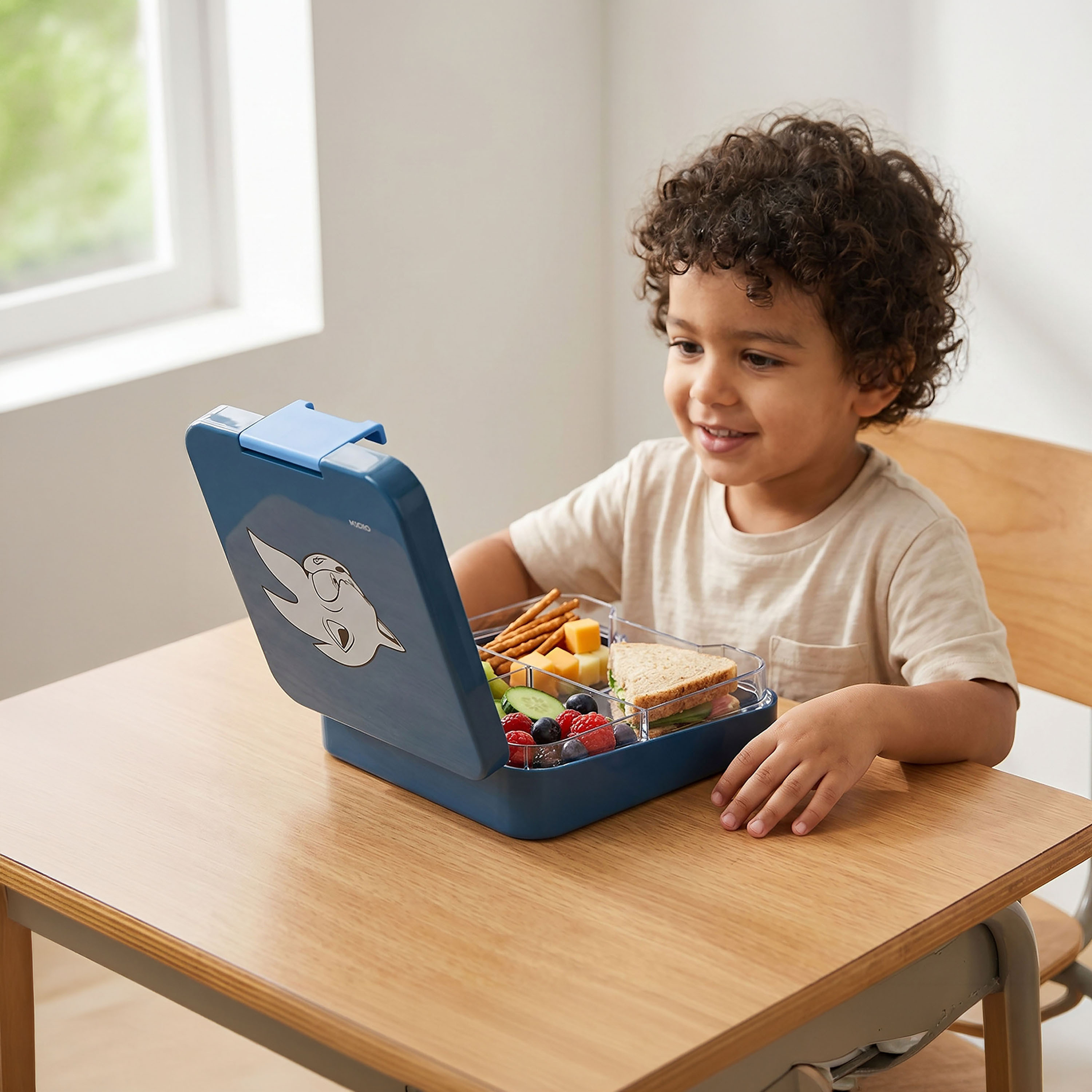 صندوق غداء بينتو بطبعات وغطاء بمشبك إغلاق للأولاد من سونيك - 640 مل-school-lunchessentials-lunchboxes-image-3