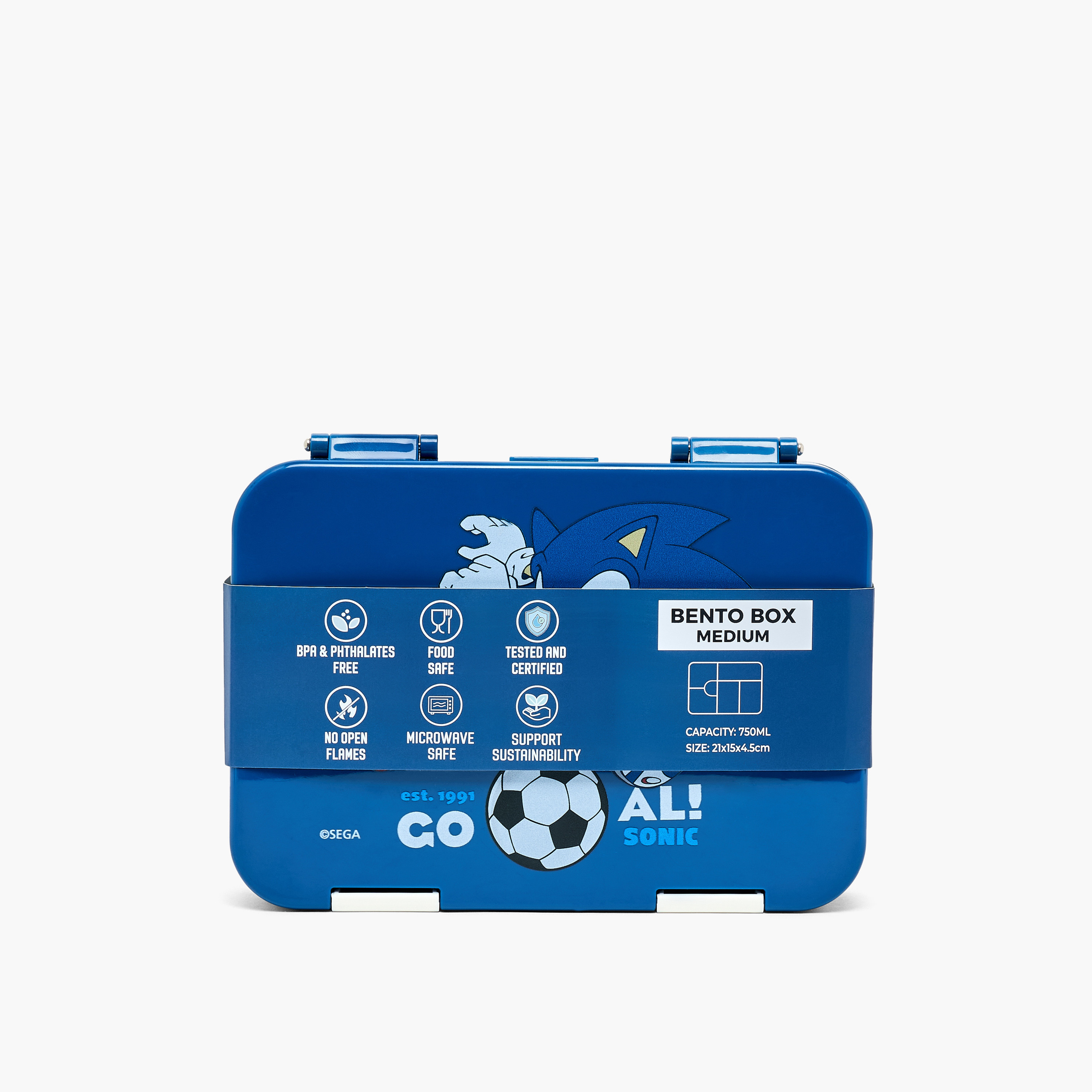 صندوق غداء بينتو بطبعات سونيك للأولاد وغطاء بقفل بمشبك إغلاق - 750 مل.-school-lunchessentials-lunchboxes-image-12