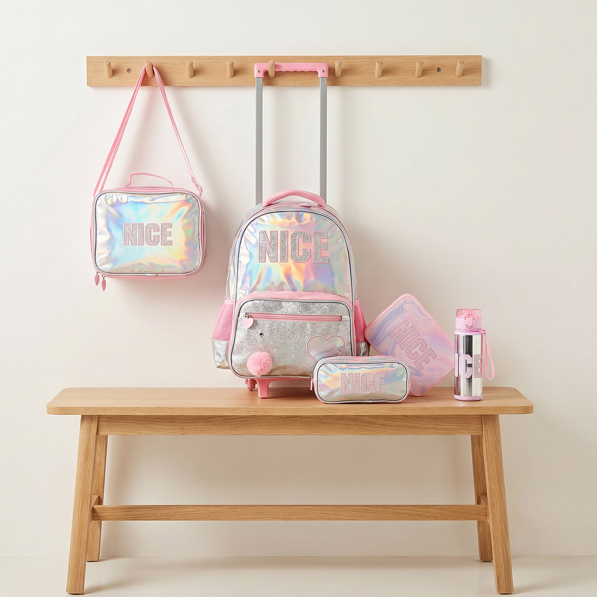 Juniors Printed 5-Piece School Bag Set for Girls 5-8 Years with Lunch Box and Bottle - 16 inches-school-bagsandbackpacks-trolleybags-image-1