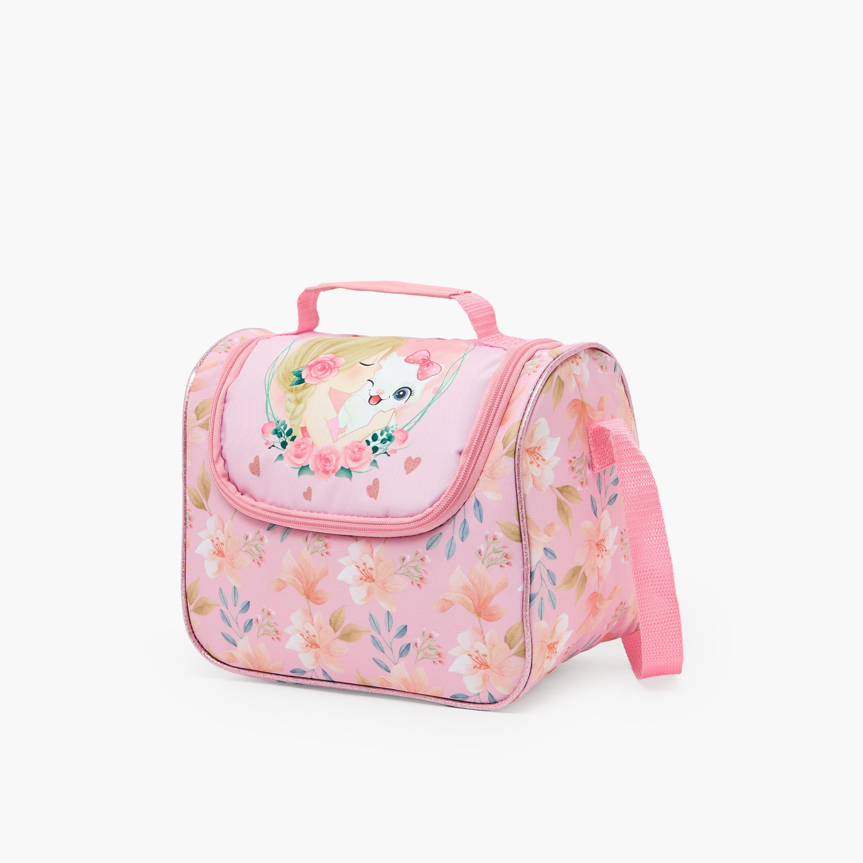 Juniors Cat Print 3-Piece School Trolley Bag Set for Girls 5-8 Years with Lunch Bag - 16 inches-school-bagsandbackpacks-trolleybags-image-14