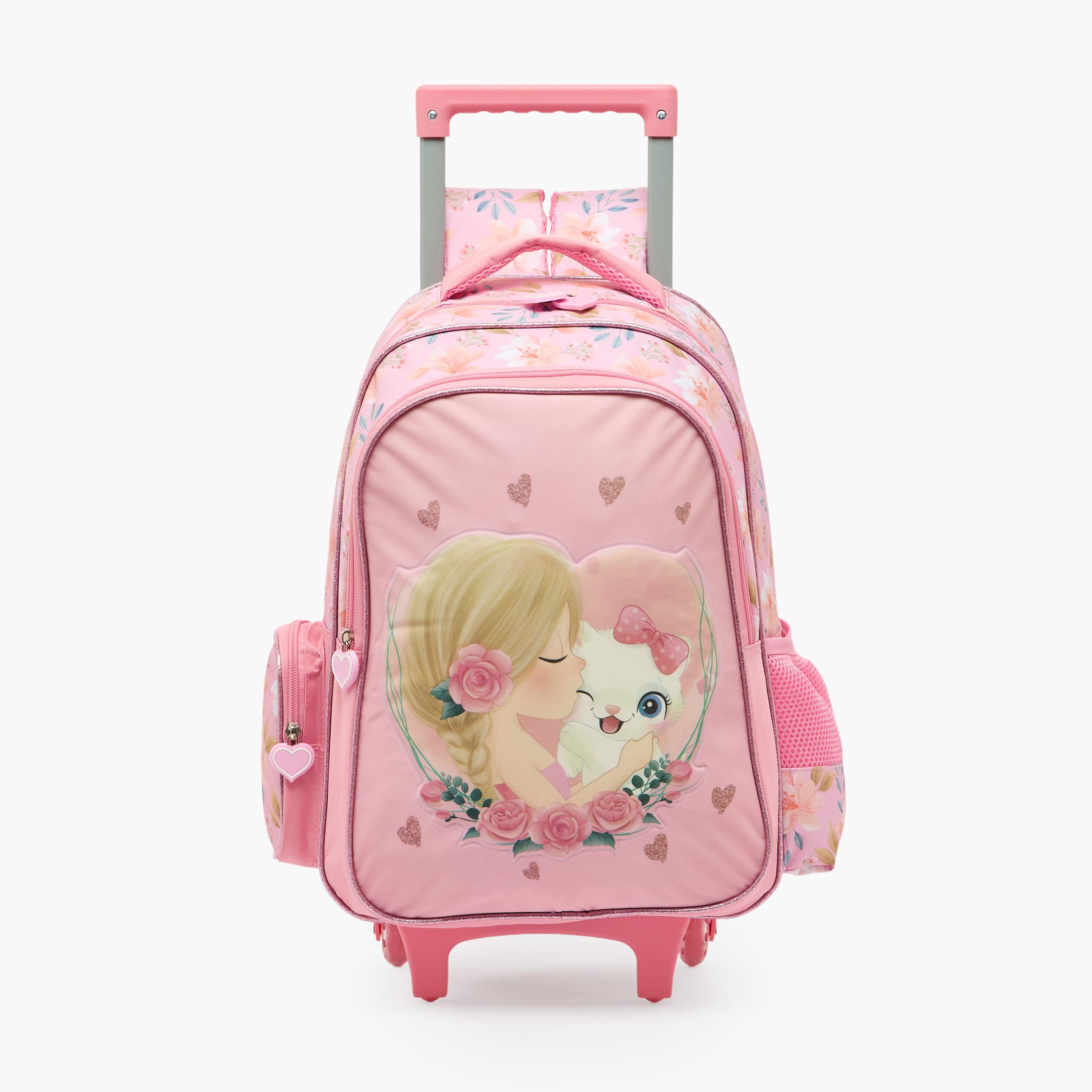Juniors Cat Print 3-Piece School Trolley Bag Set for Girls 5-8 Years with Lunch Bag - 16 inches-school-bagsandbackpacks-trolleybags-image-3