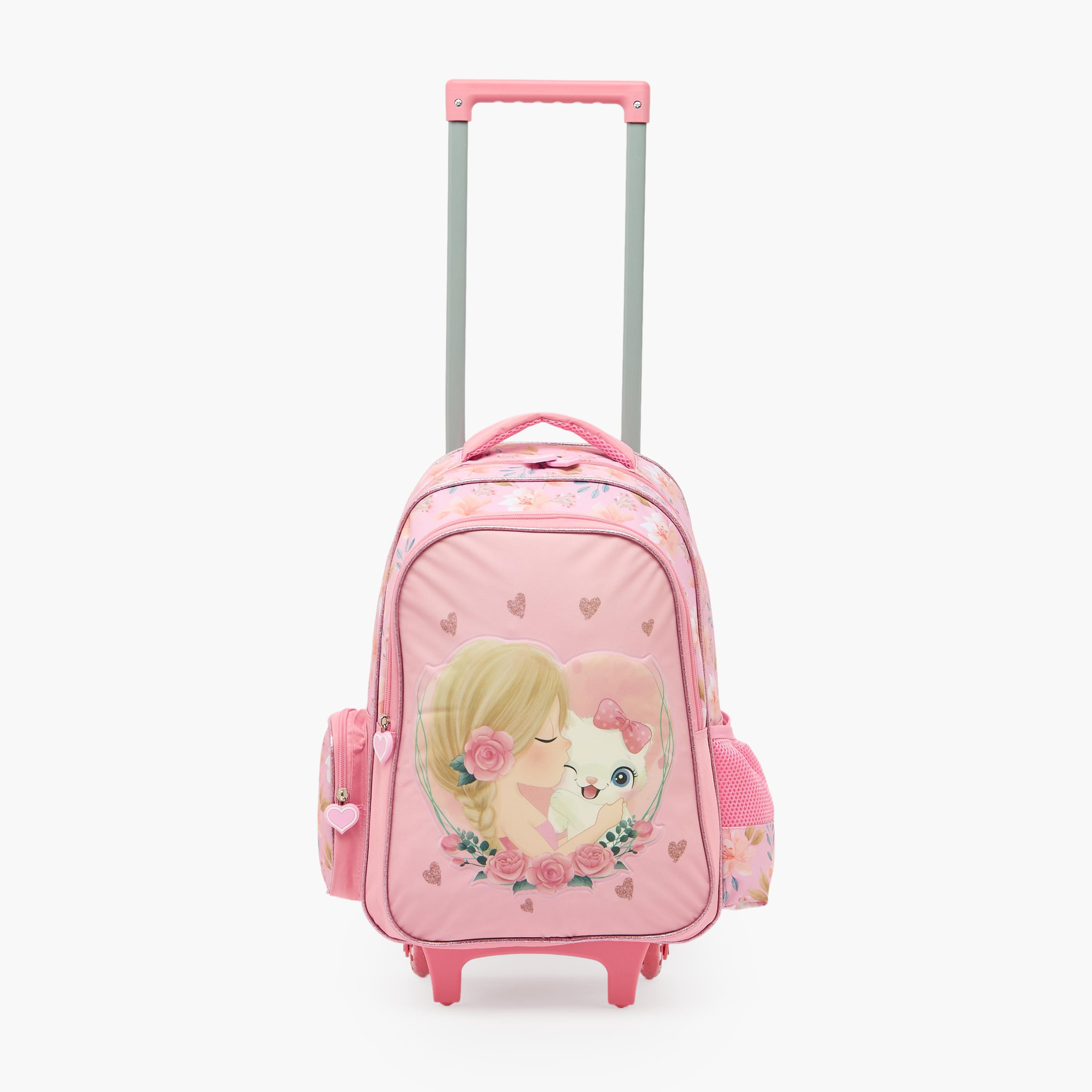 Juniors Cat Print 3-Piece School Trolley Bag Set for Girls 5-8 Years with Lunch Bag - 16 inches-school-bagsandbackpacks-trolleybags-image-4
