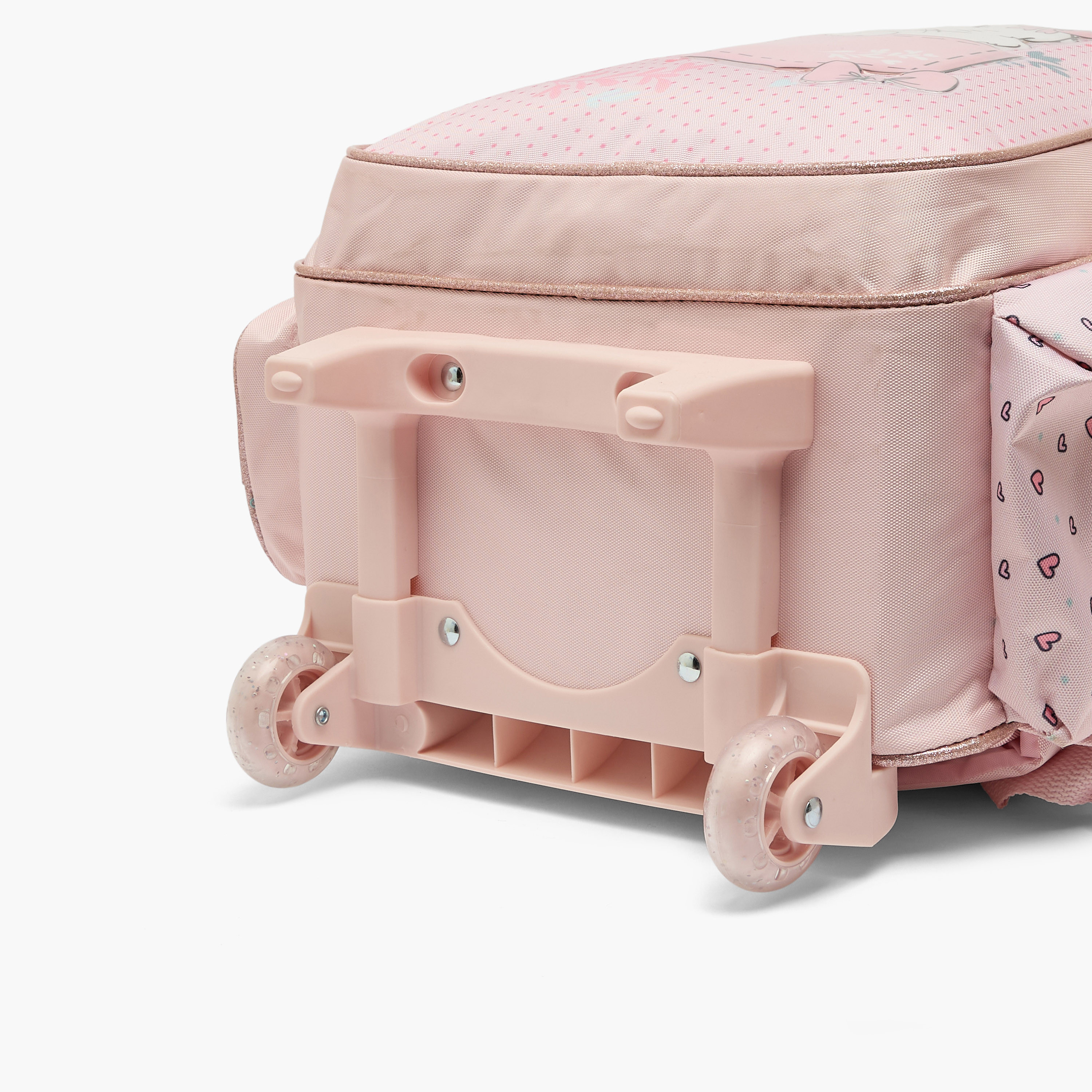 Juniors Rabbit Print 3-Piece School Trolley Bag Set for Girls 5-8 Years with Lunch Bag - 16 inches-school-bagsandbackpacks-trolleybags-image-10