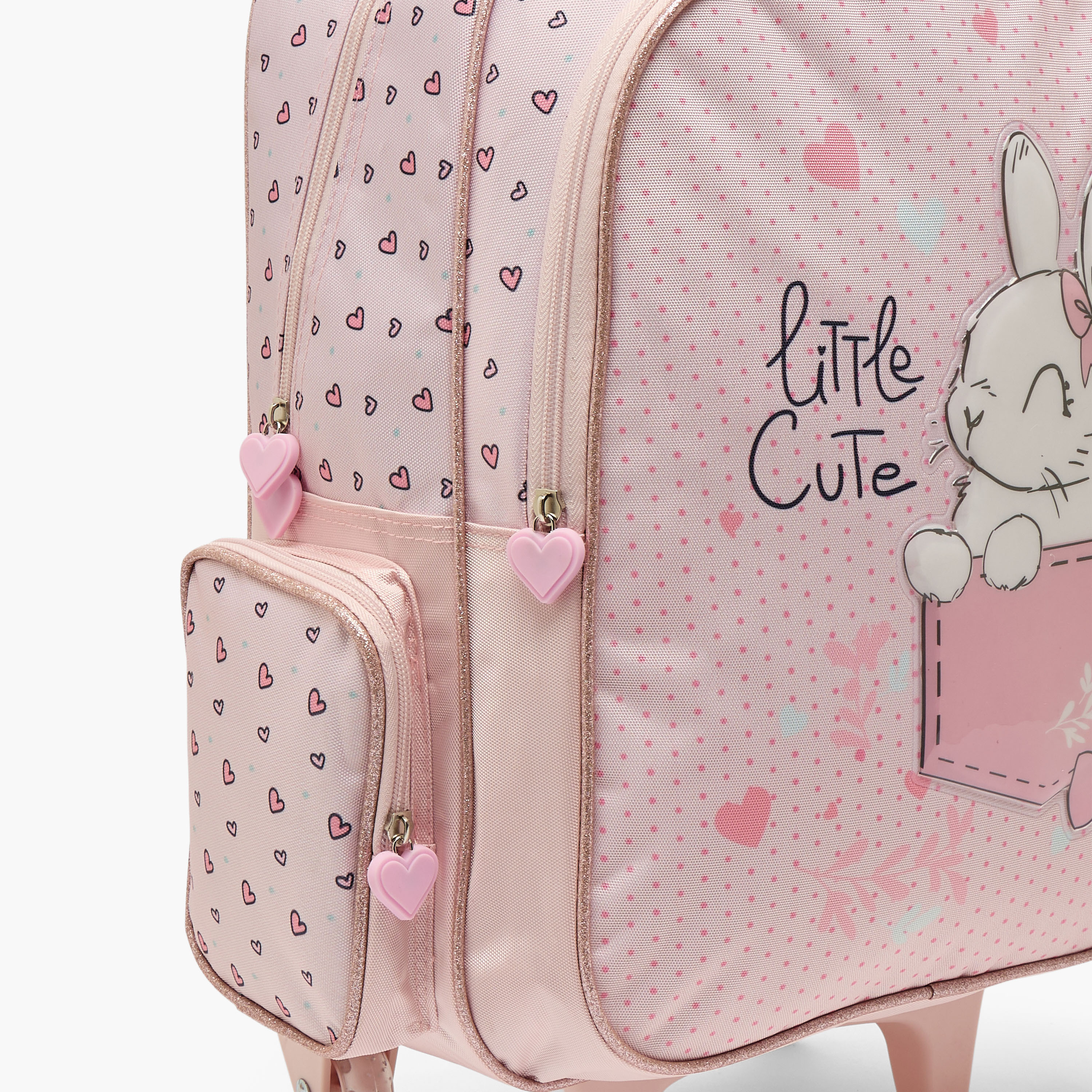 Juniors Rabbit Print 3-Piece School Trolley Bag Set for Girls 5-8 Years with Lunch Bag - 16 inches-school-bagsandbackpacks-trolleybags-image-8