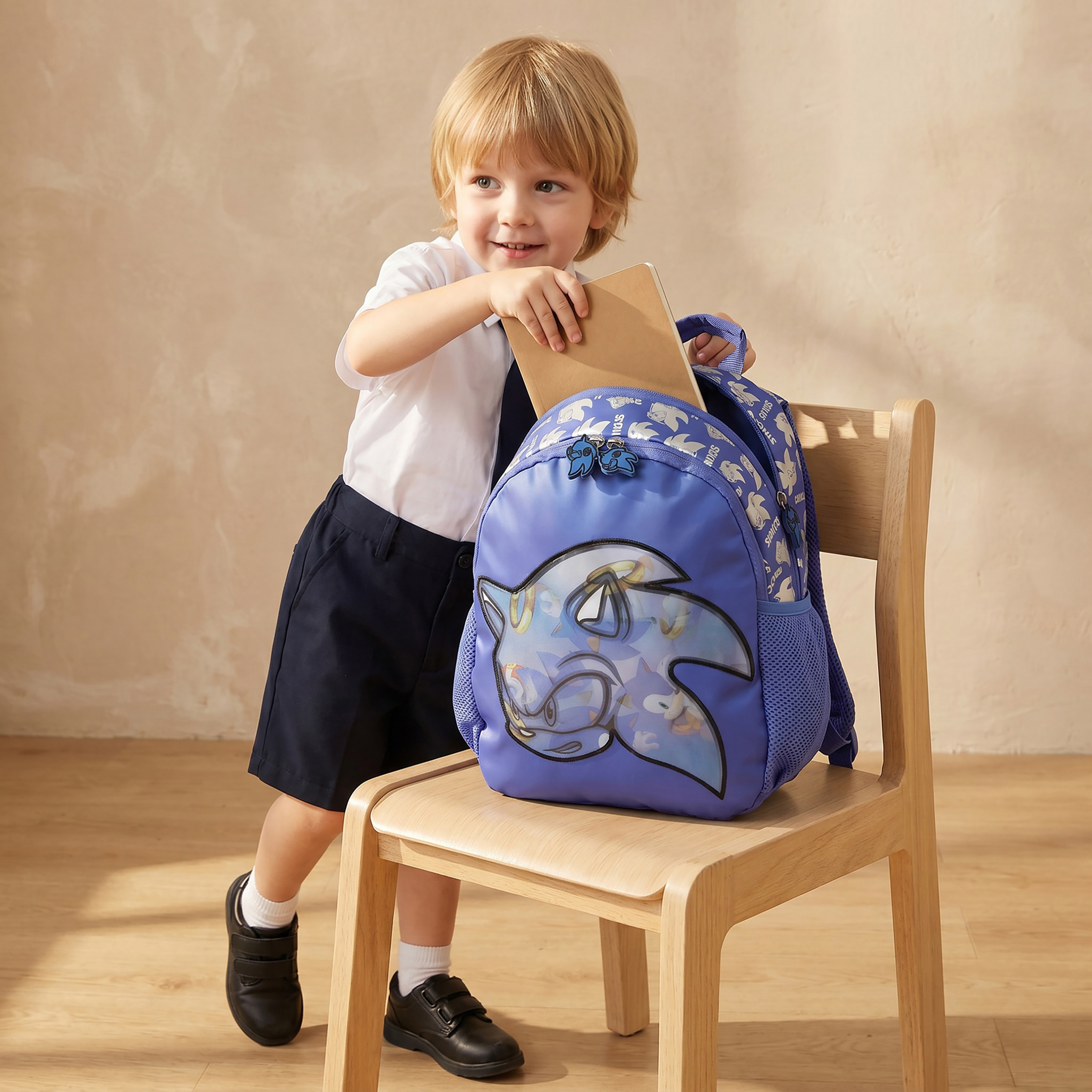 SEGA Sonic Print Backpack for Boys 3-5 Years with Padded Straps - 14 inches-school-bagsandbackpacks-backpacks-image-3