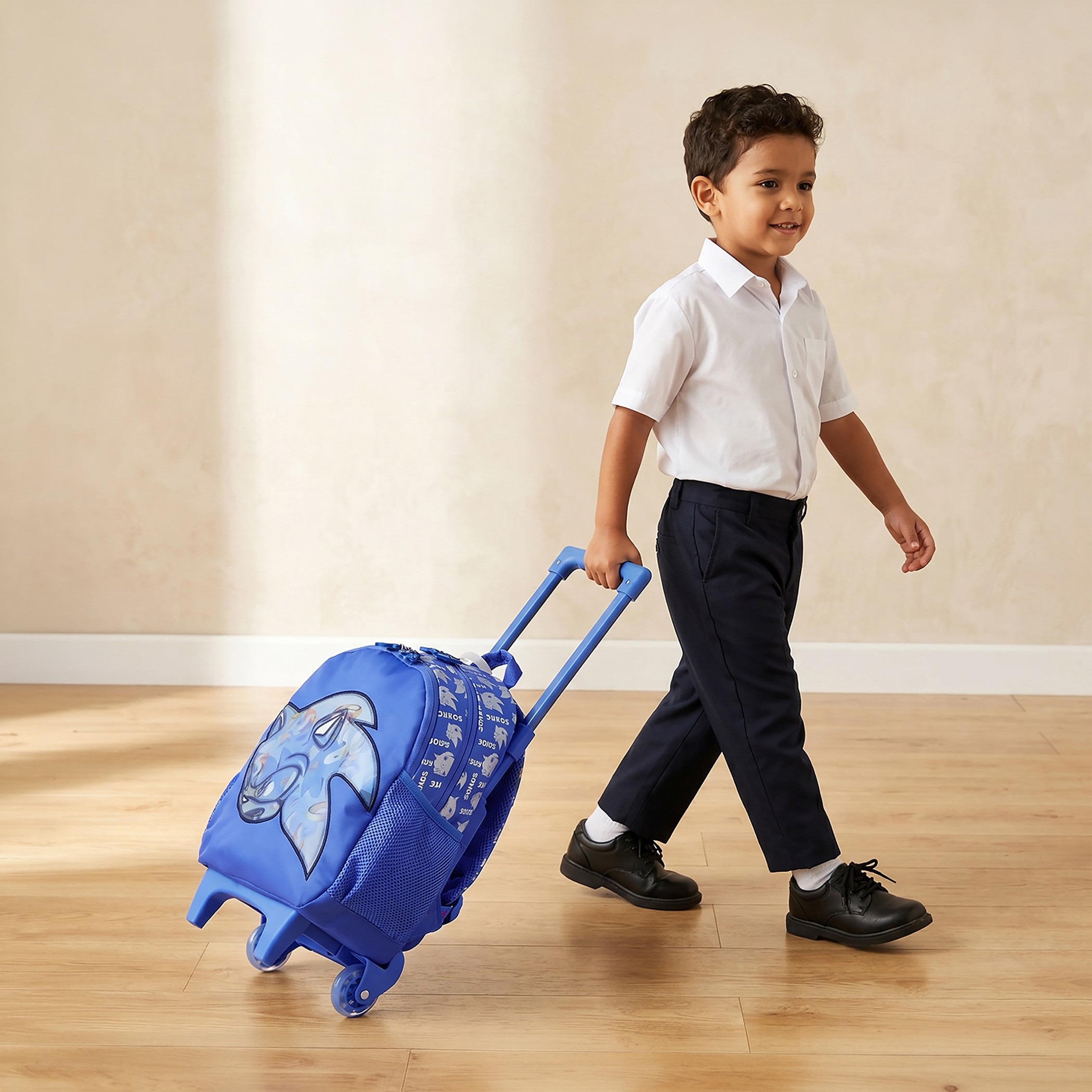 SEGA Sonic the Hedgehog Print Trolley Bag for Boys 3-5 Years with Durable Wheels - 14 inches-school-bagsandbackpacks-trolleybags-image-3