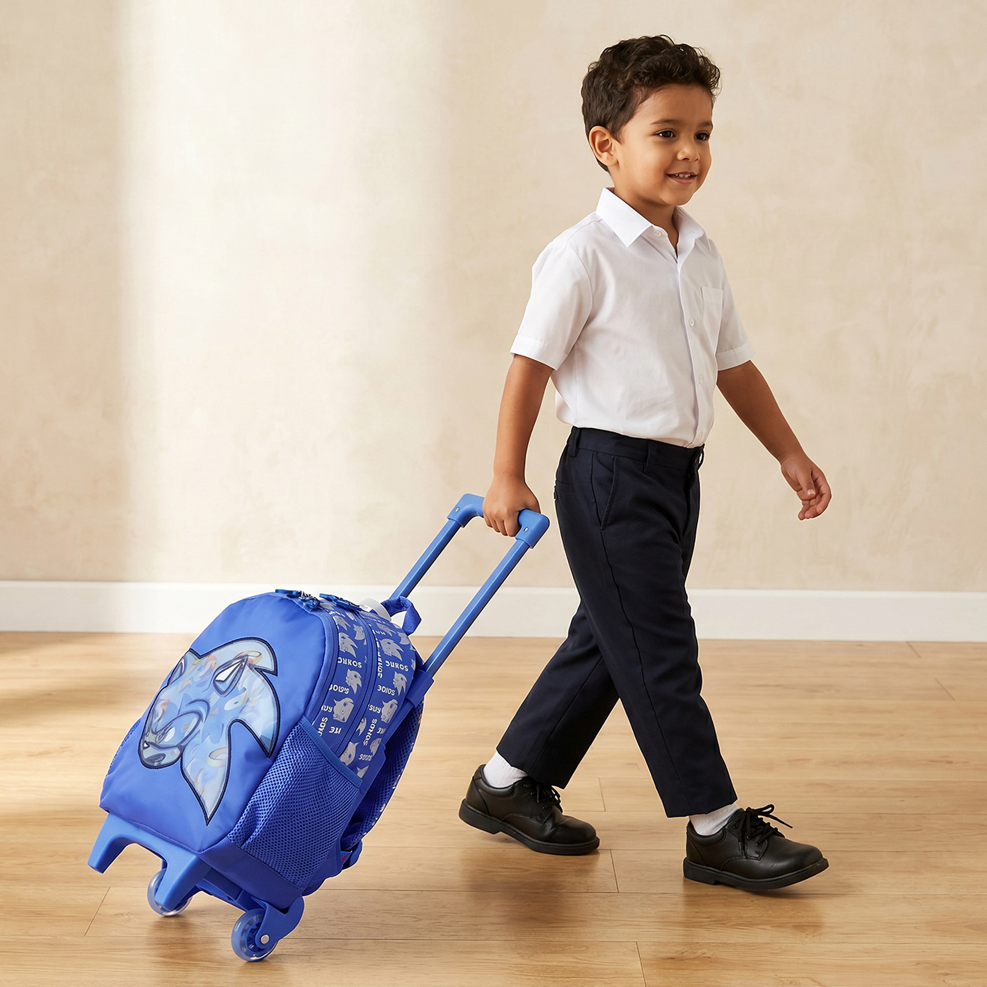 SEGA Sonic the Hedgehog Print Trolley Bag for Boys 3-5 Years with Durable Wheels - 14 inches-school-bagsandbackpacks-trolleybags-image-3
