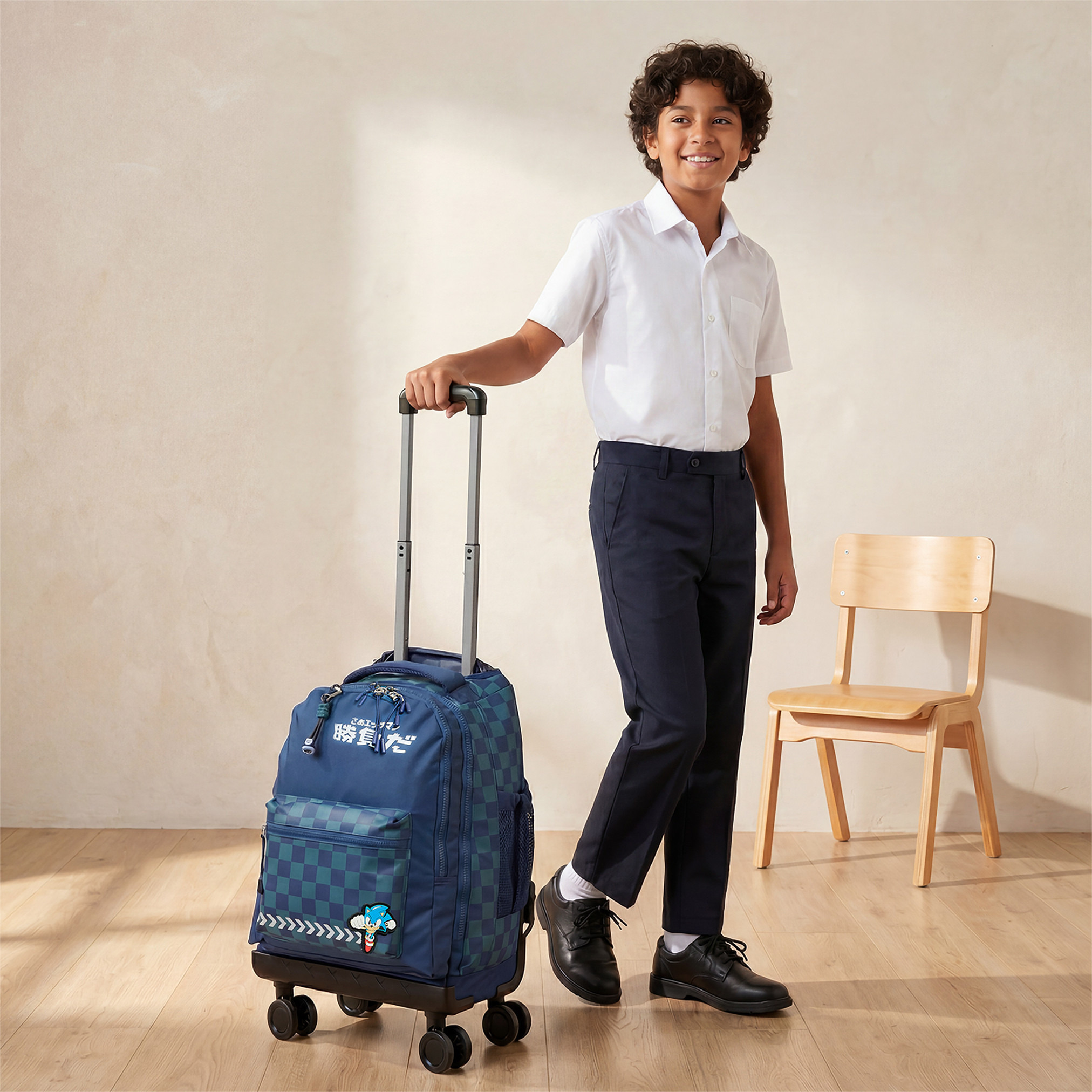 SEGA Sonic Accent Trolley Bag for Boys 8-12 Years Retractable Handle - 18 inches-school-bagsandbackpacks-trolleybags-image-3